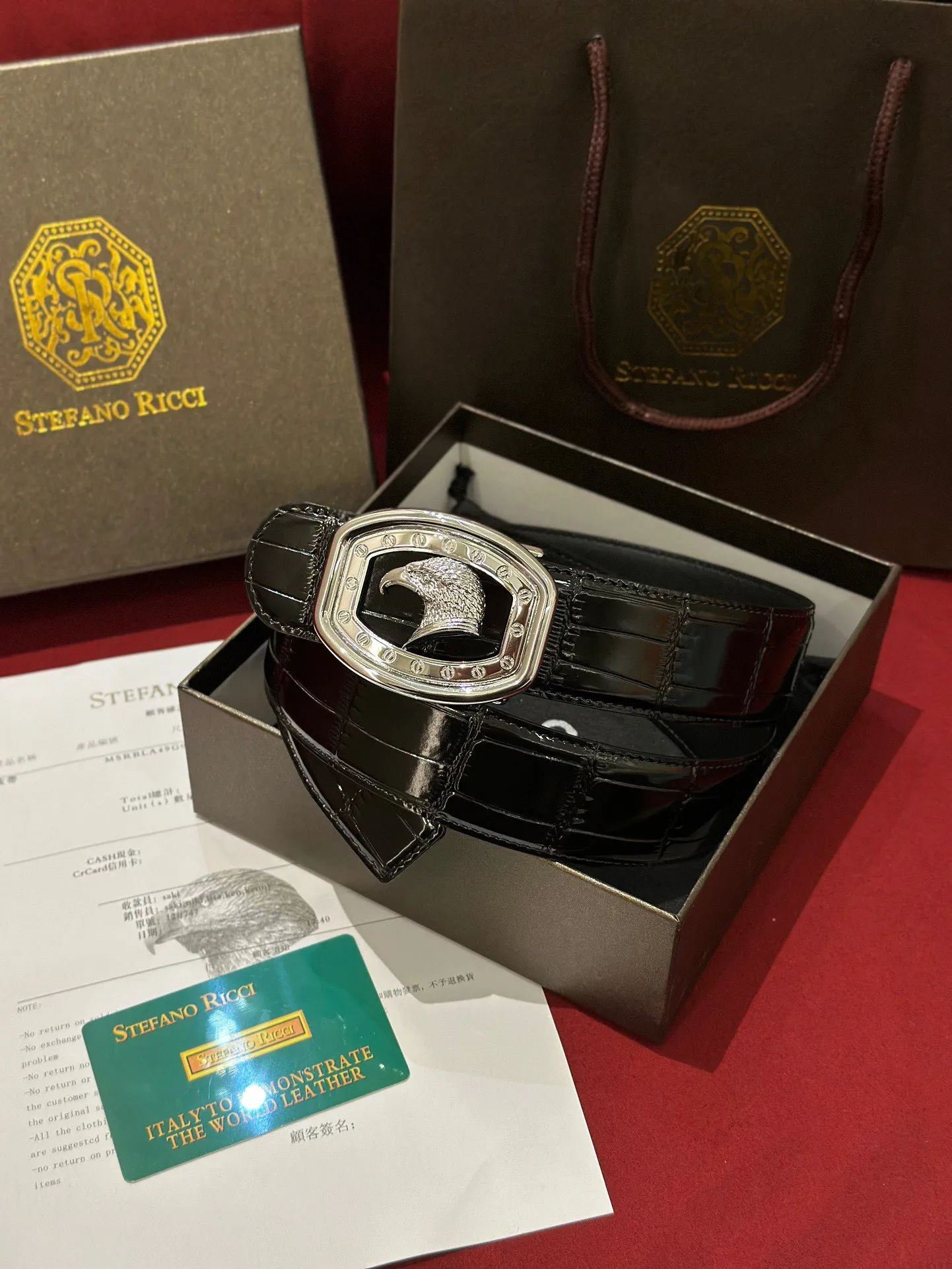 STEFANO RICCI Мужской ремень с тиснением под крокодила STEFANO RICCI Мужской ремень с тиснением под крокодила