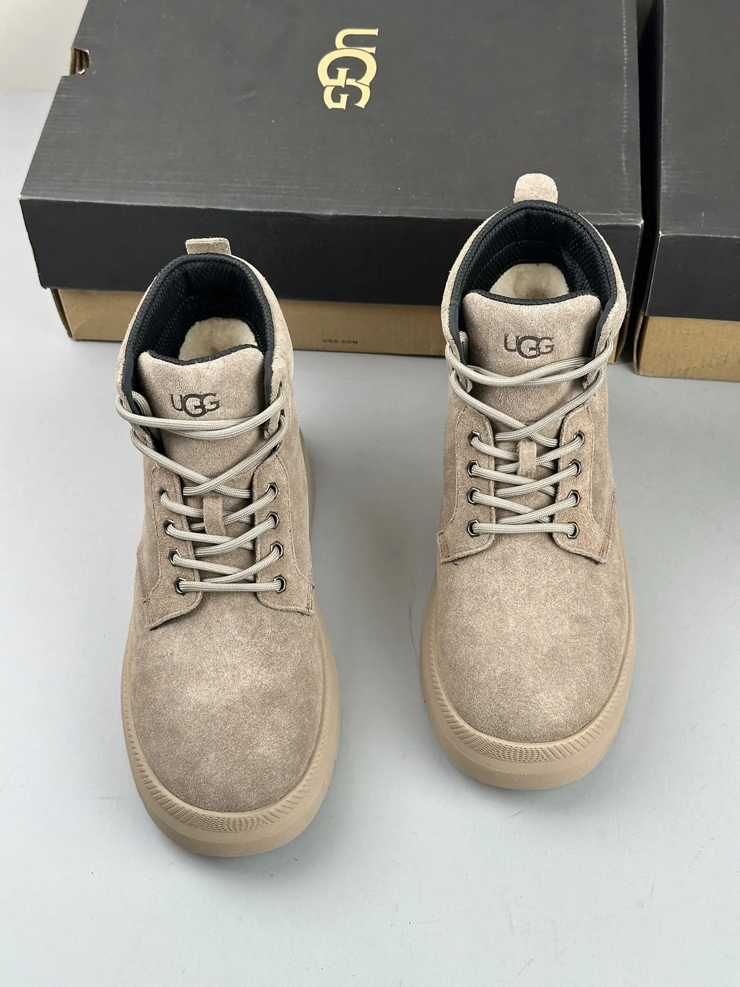 UGG Мужские ботинки коричневые с шерстяной стелькой