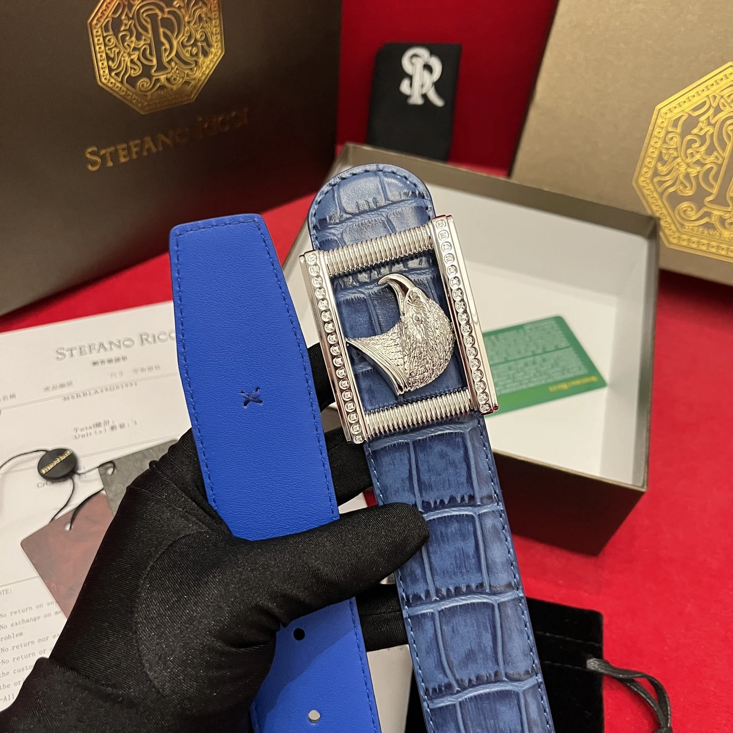 STEFANO RICCI Мужской ремень с тиснением под крокодила STEFANO RICCI Мужской ремень с тиснением под крокодила