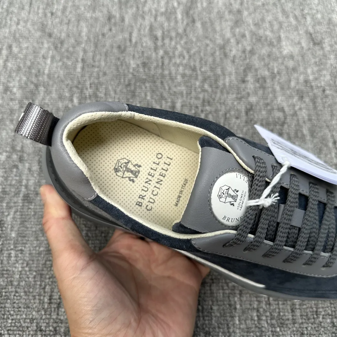 BRUNELLO CUCINELLI Мужские кроссовки из кожи и замши