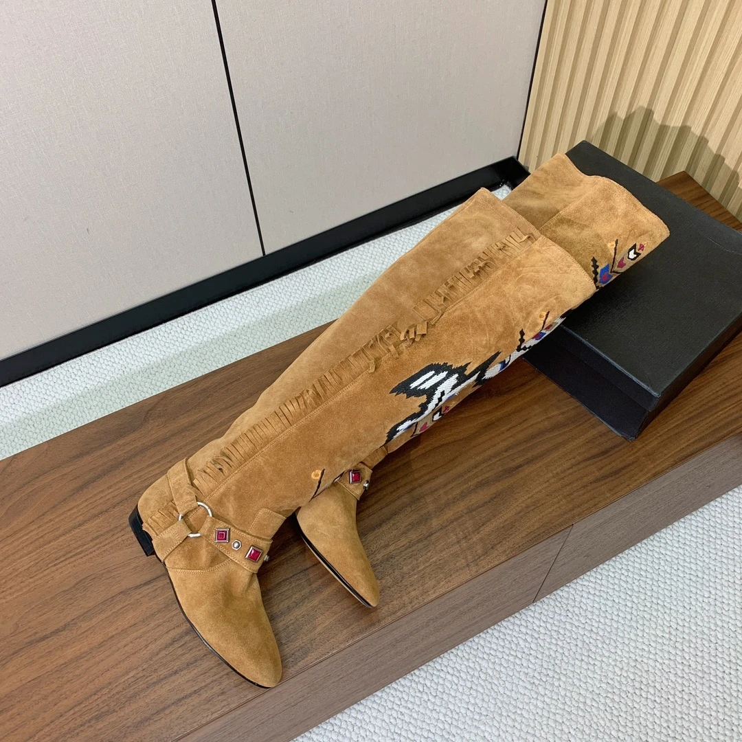 ISABEL MARANT Женские замшевые сапоги с вышивкой