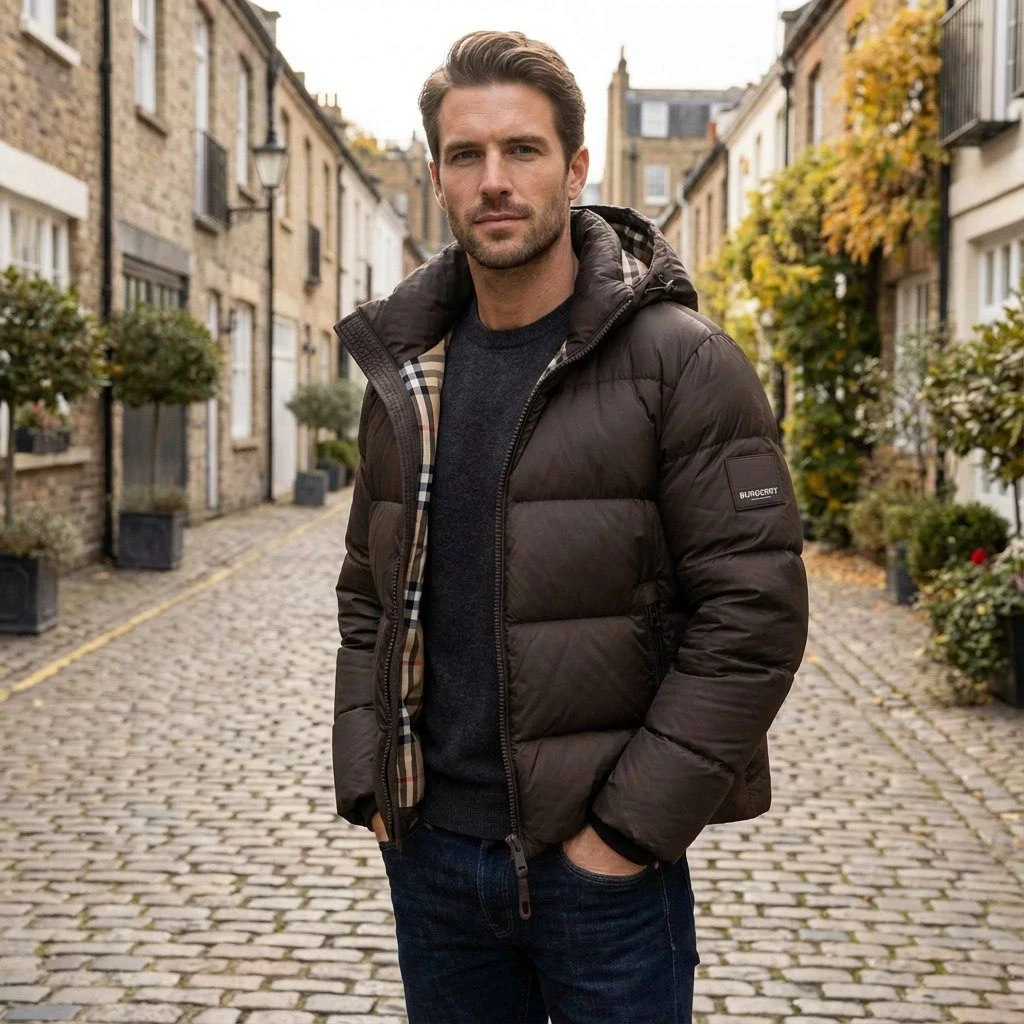 BURBERRY Мужской пуховик с пуховым наполнителем BURBERRY Мужской пуховик с пуховым наполнителем