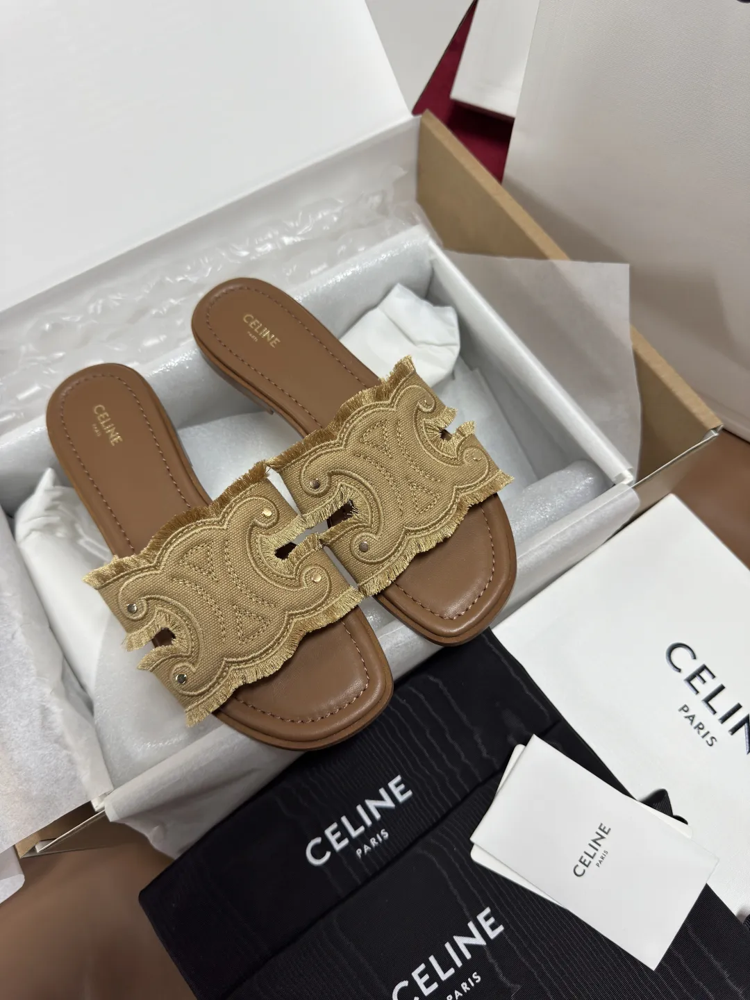 CELINE Женские тапки из джинсы 