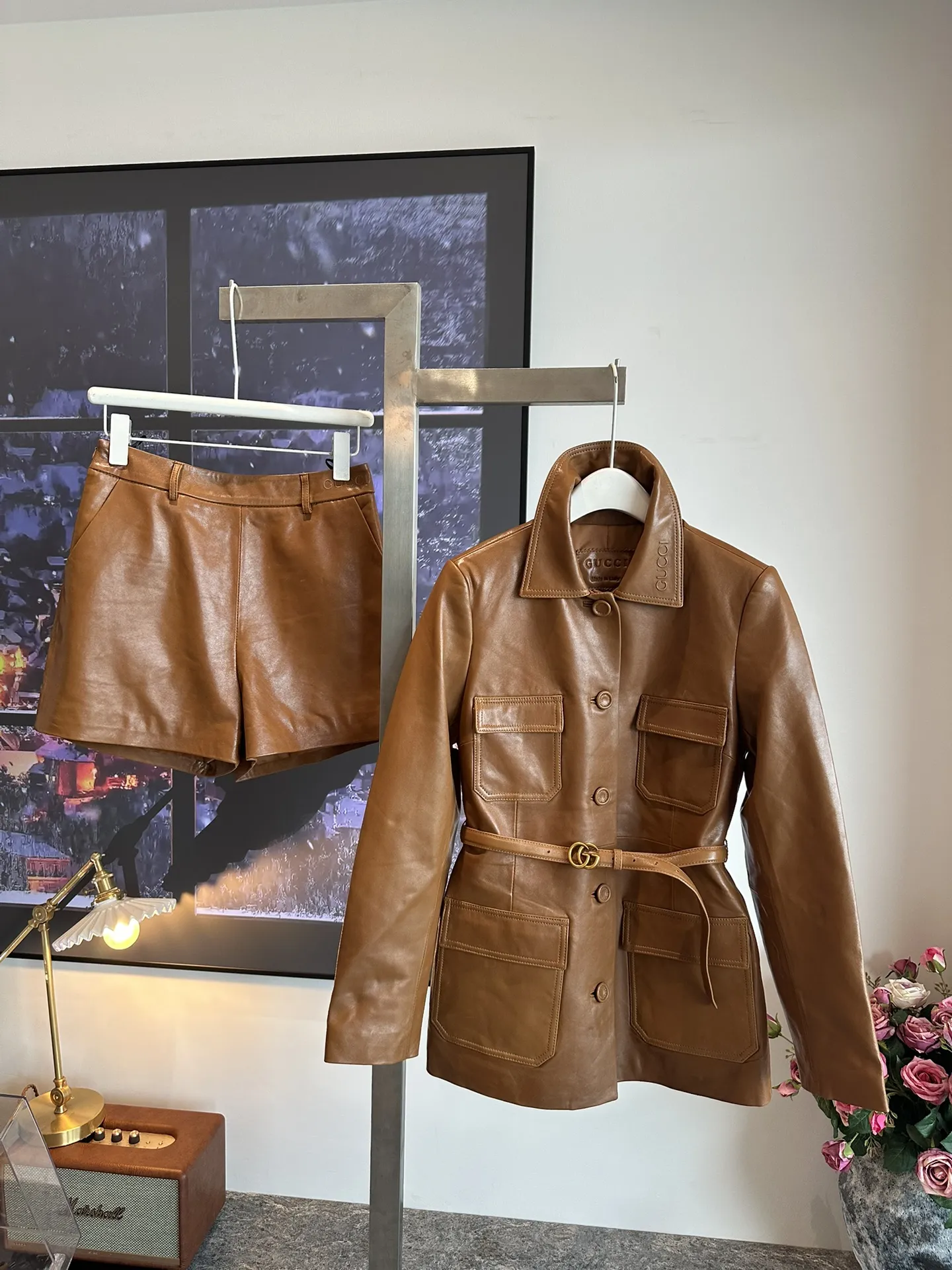 GUCCI Женский кожаный костюм