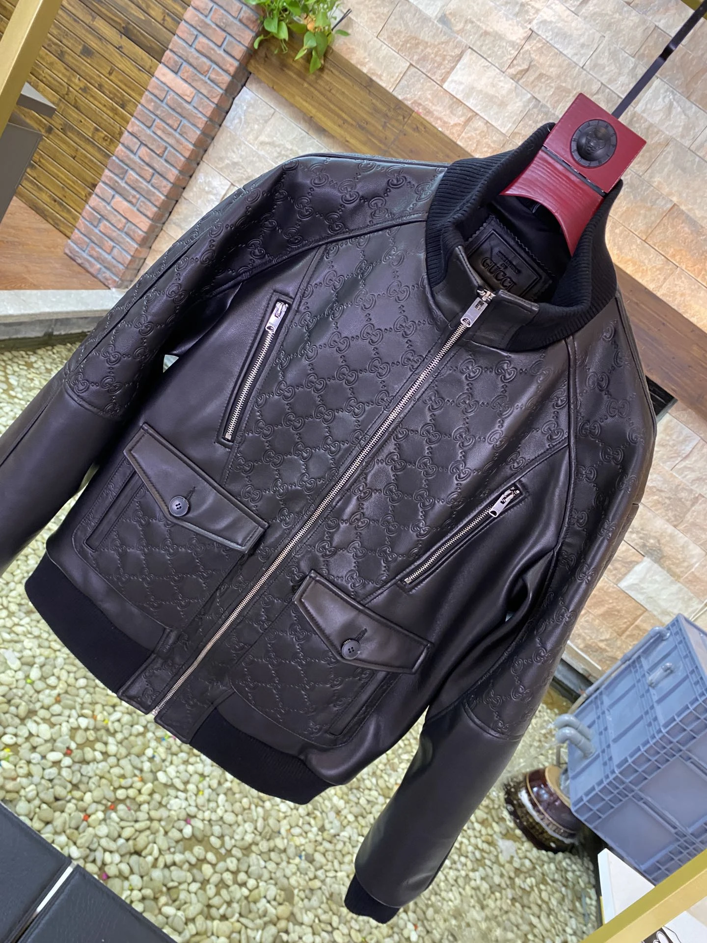 GUCCI Мужская кожаная куртка GUCCI Мужская кожаная куртка