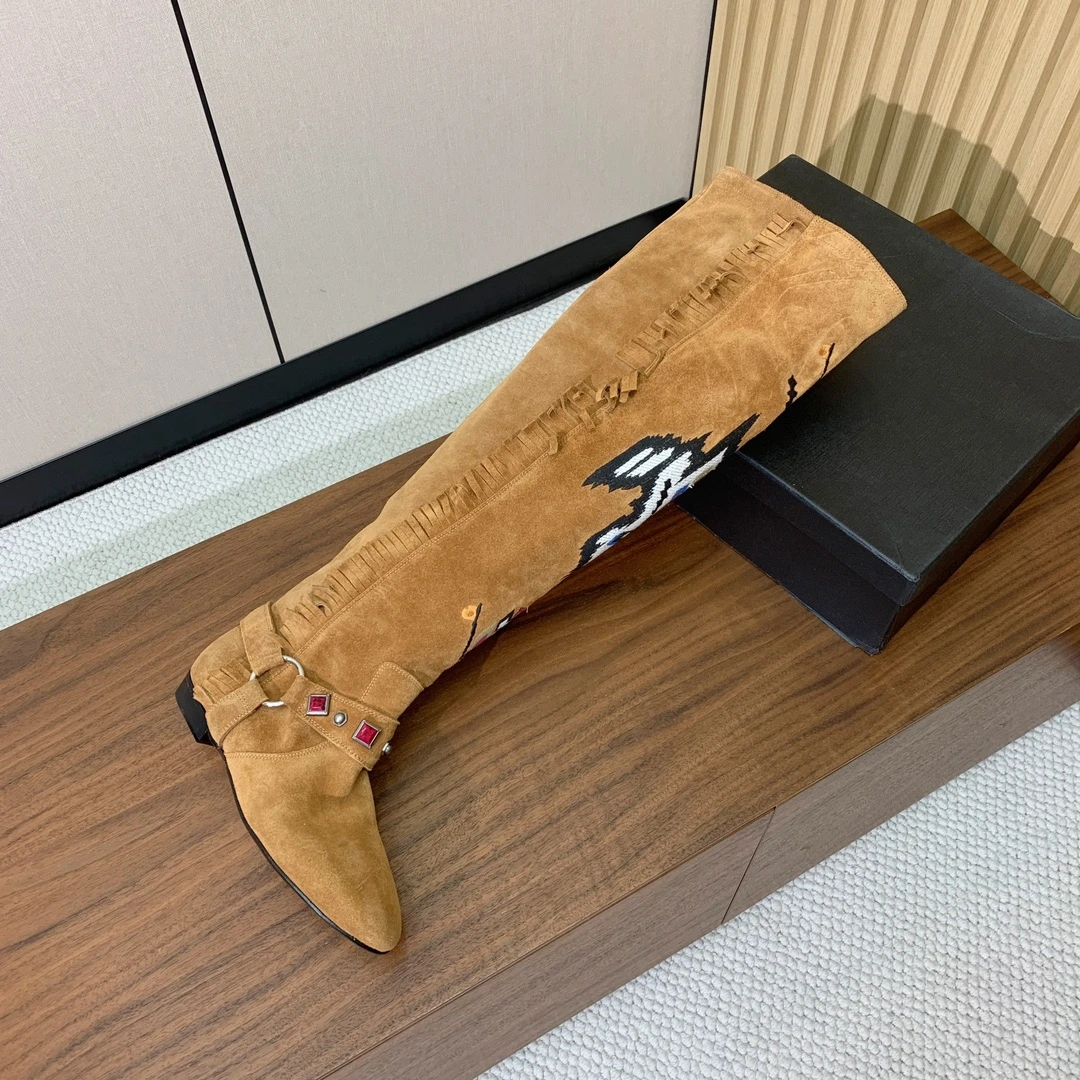 ISABEL MARANT Женские замшевые сапоги с вышивкой