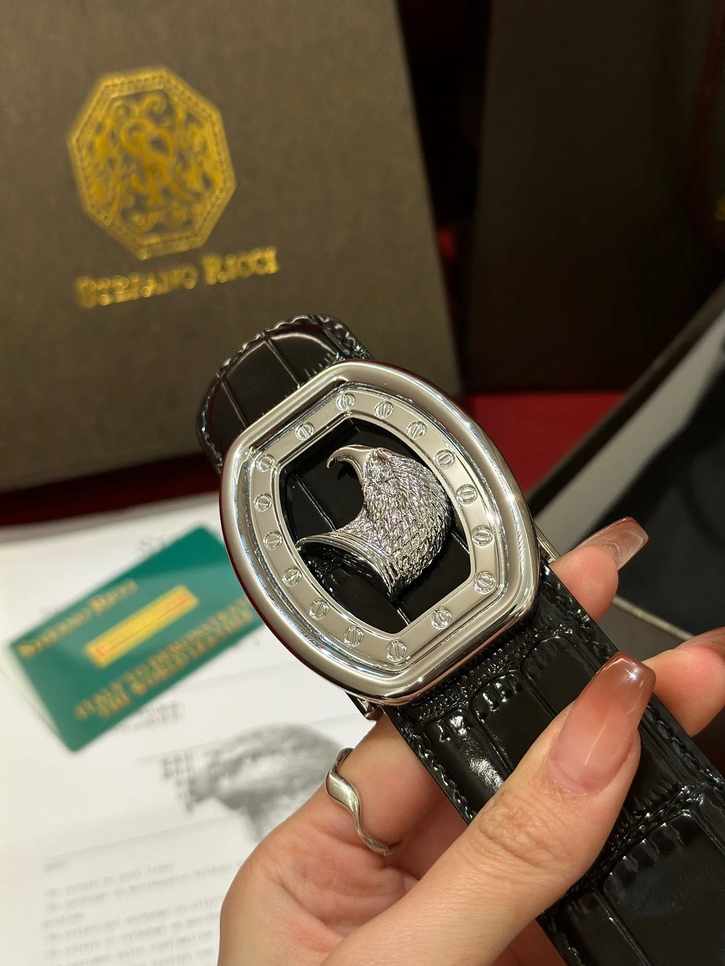 STEFANO RICCI Мужской ремень с тиснением под крокодила STEFANO RICCI Мужской ремень с тиснением под крокодила