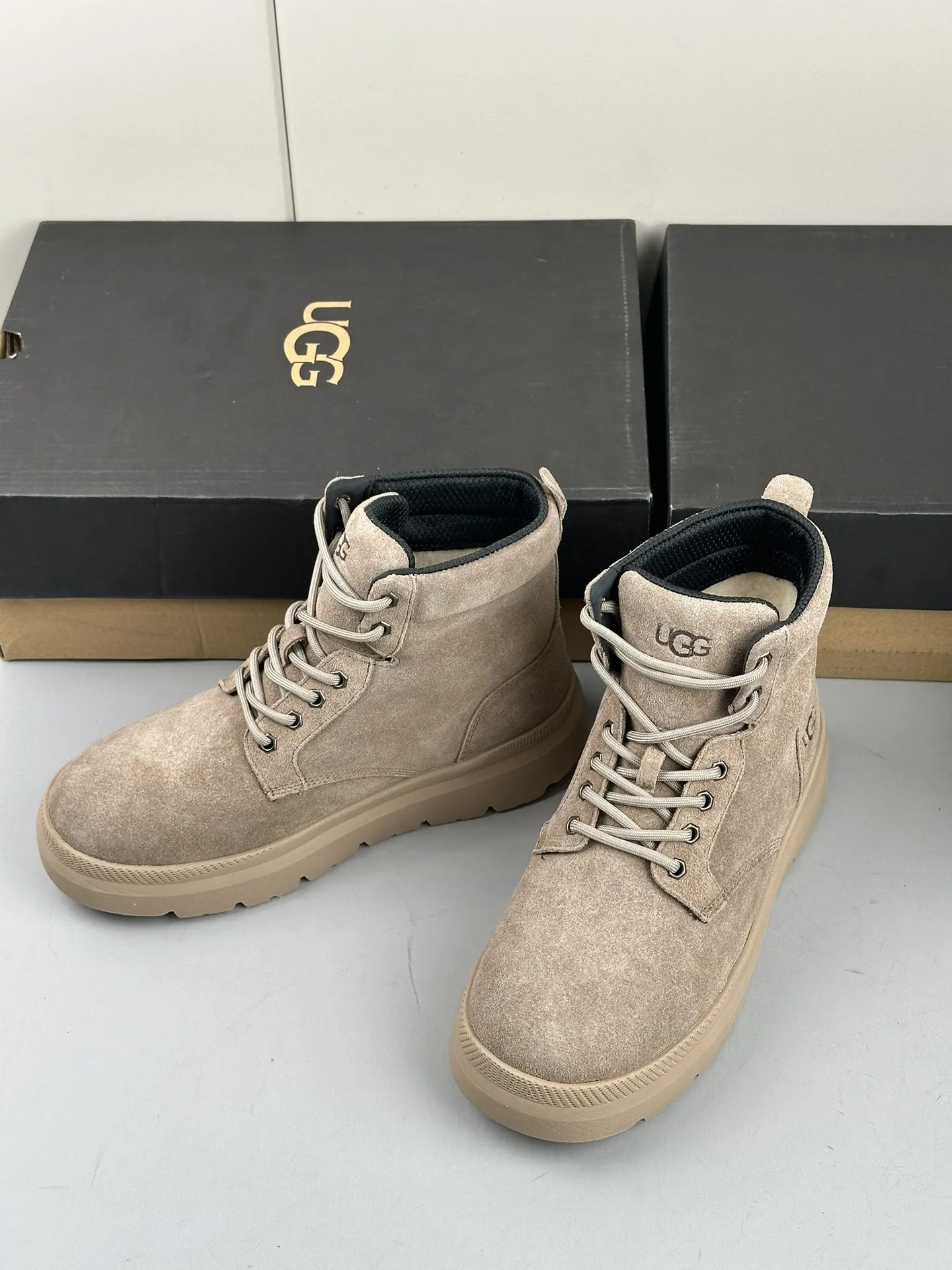 UGG Мужские ботинки коричневые с шерстяной стелькой