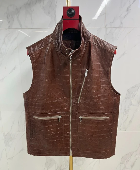 HERMES Мужской кожаный жилет
