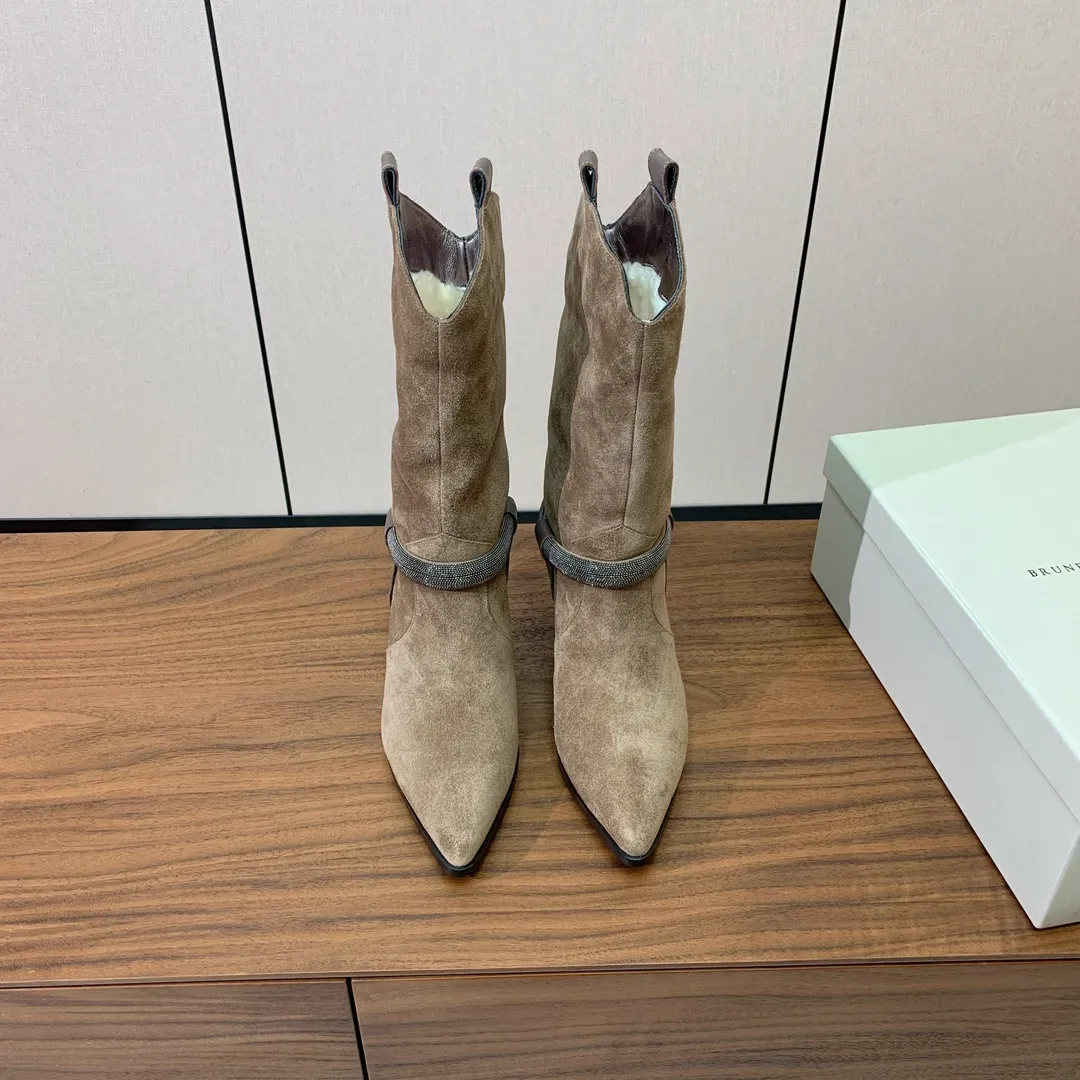 BRUNELLO CUCINELLI Женские замшевые сапоги