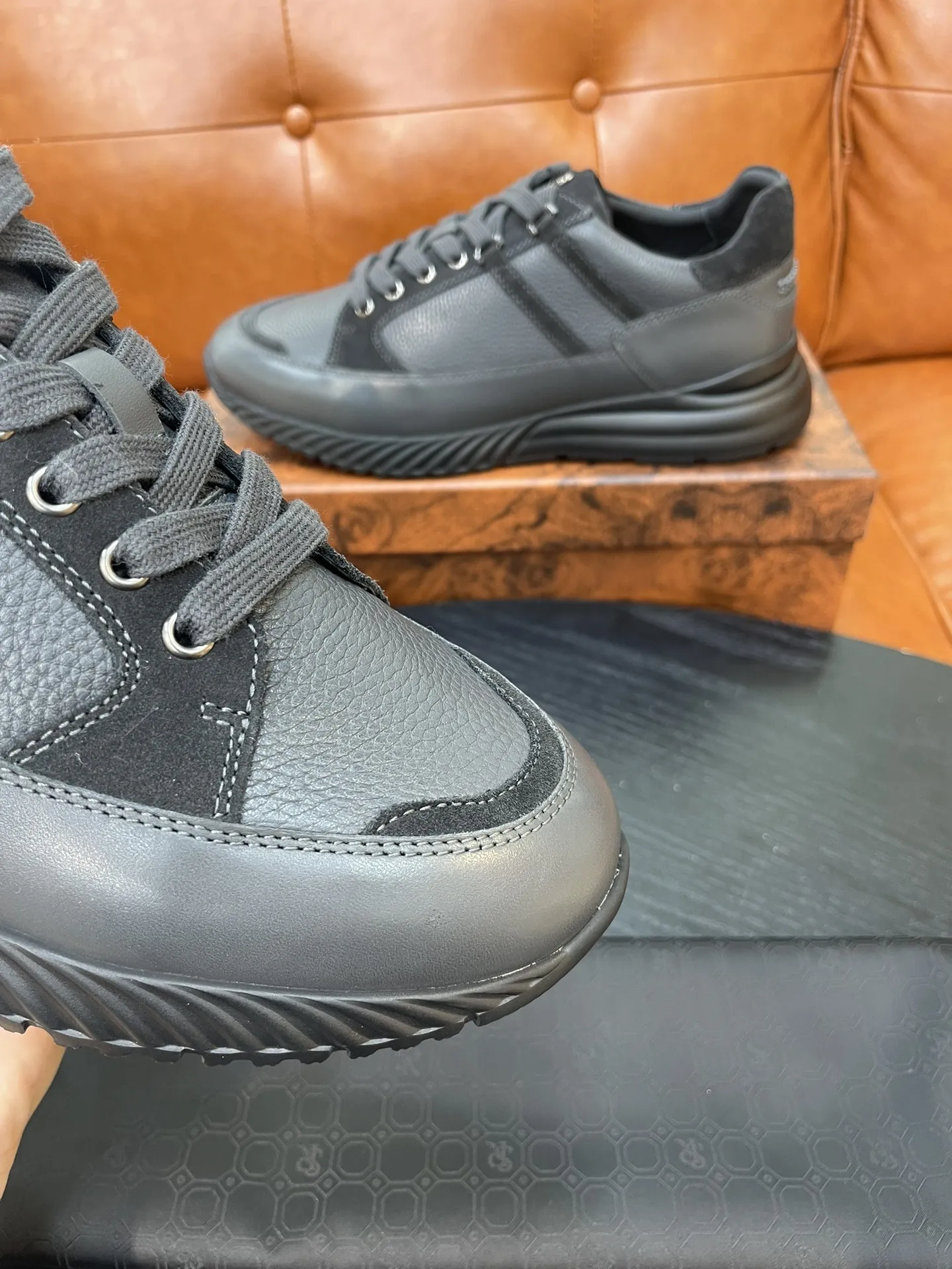 STEFANO RICCI Мужские кроссовки из телячьей кожи серые STEFANO RICCI Мужские кроссовки из телячьей кожи серые