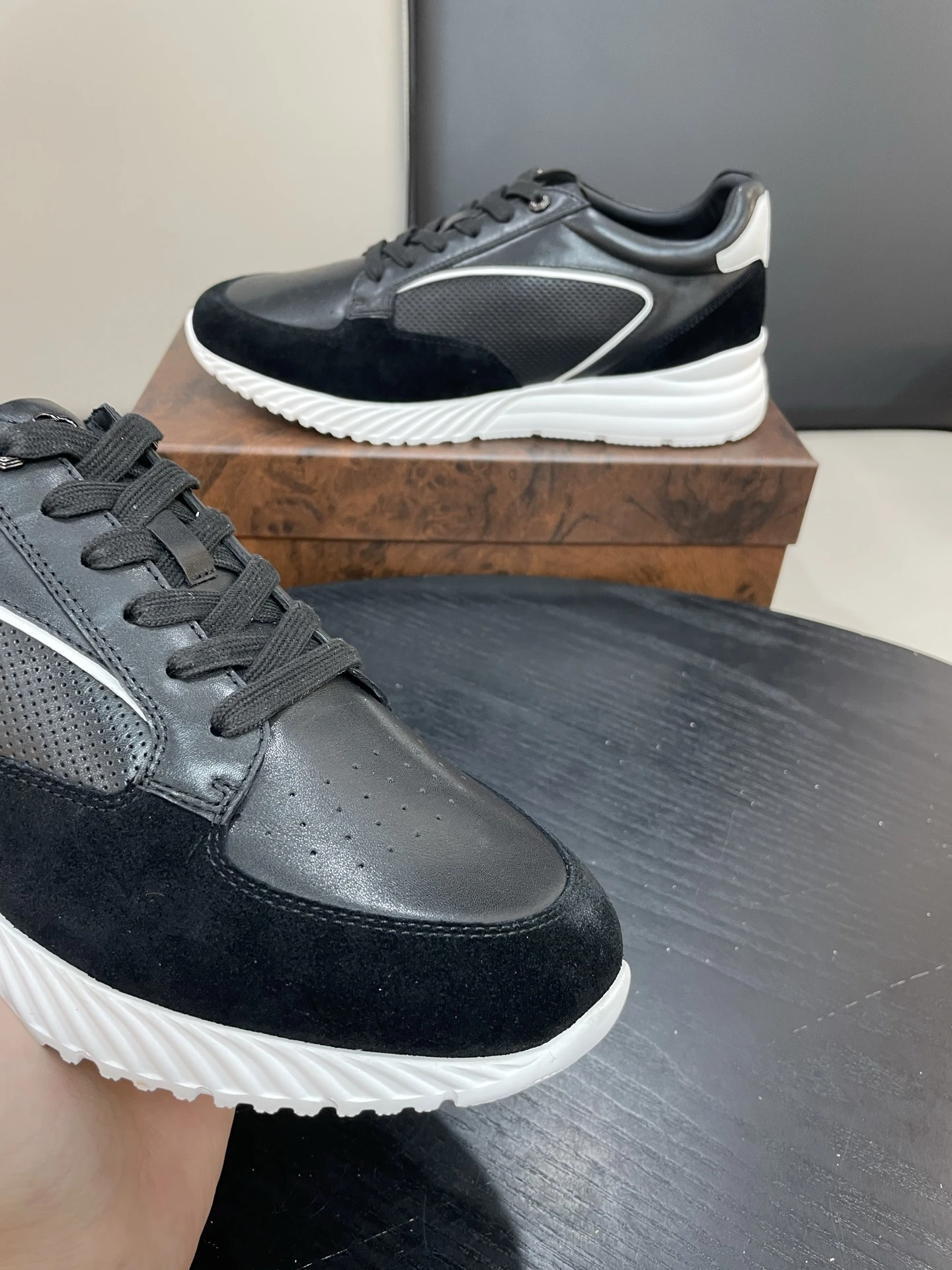 STEFANO RICCI Мужские кроссовки из гладкой натуральной кожи и благородной замши