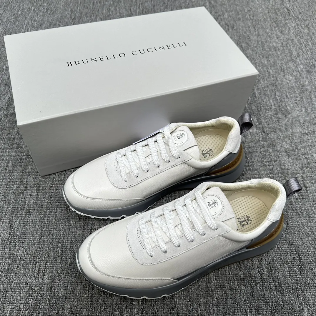 BRUNELLO CUCINELLI Мужские кроссовки из кожи и замши BRUNELLO CUCINELLI Мужские кроссовки из кожи и замши