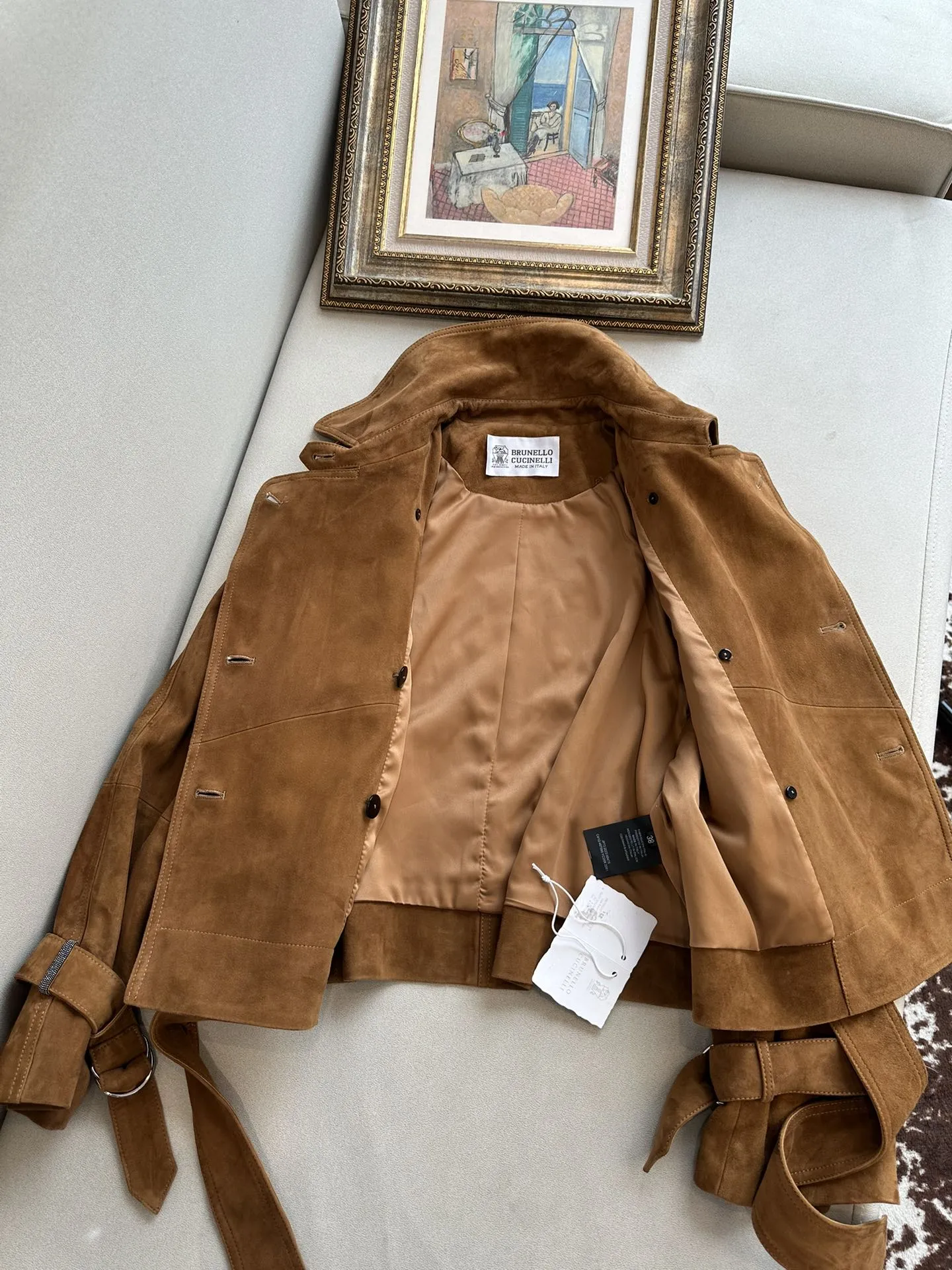 BRUNELLO CUCINELLI Женская куртка из замши с акцентом на талии