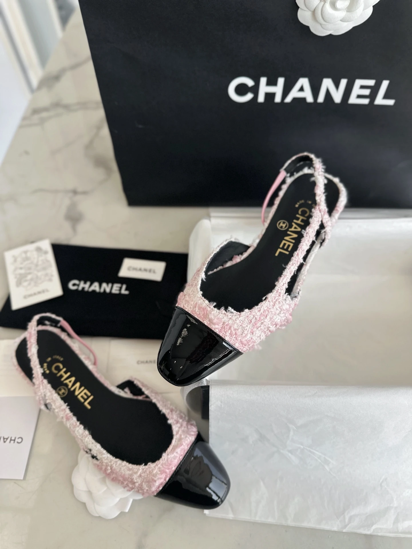 CHANEL Женские туфли слингбэки из твида