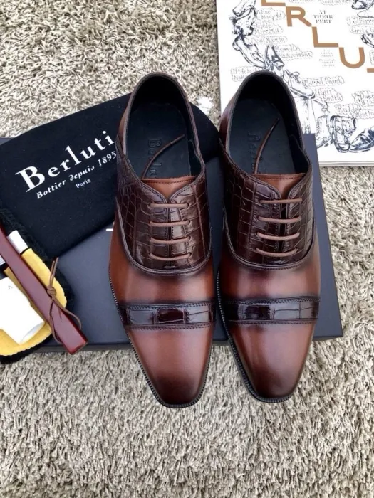 BERLUTI Мужские оксфорды из коровьей кожи и крокодила