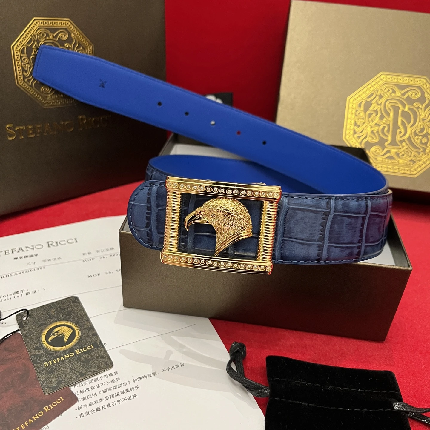 STEFANO RICCI Мужской ремень с тиснением под крокодила STEFANO RICCI Мужской ремень с тиснением под крокодила