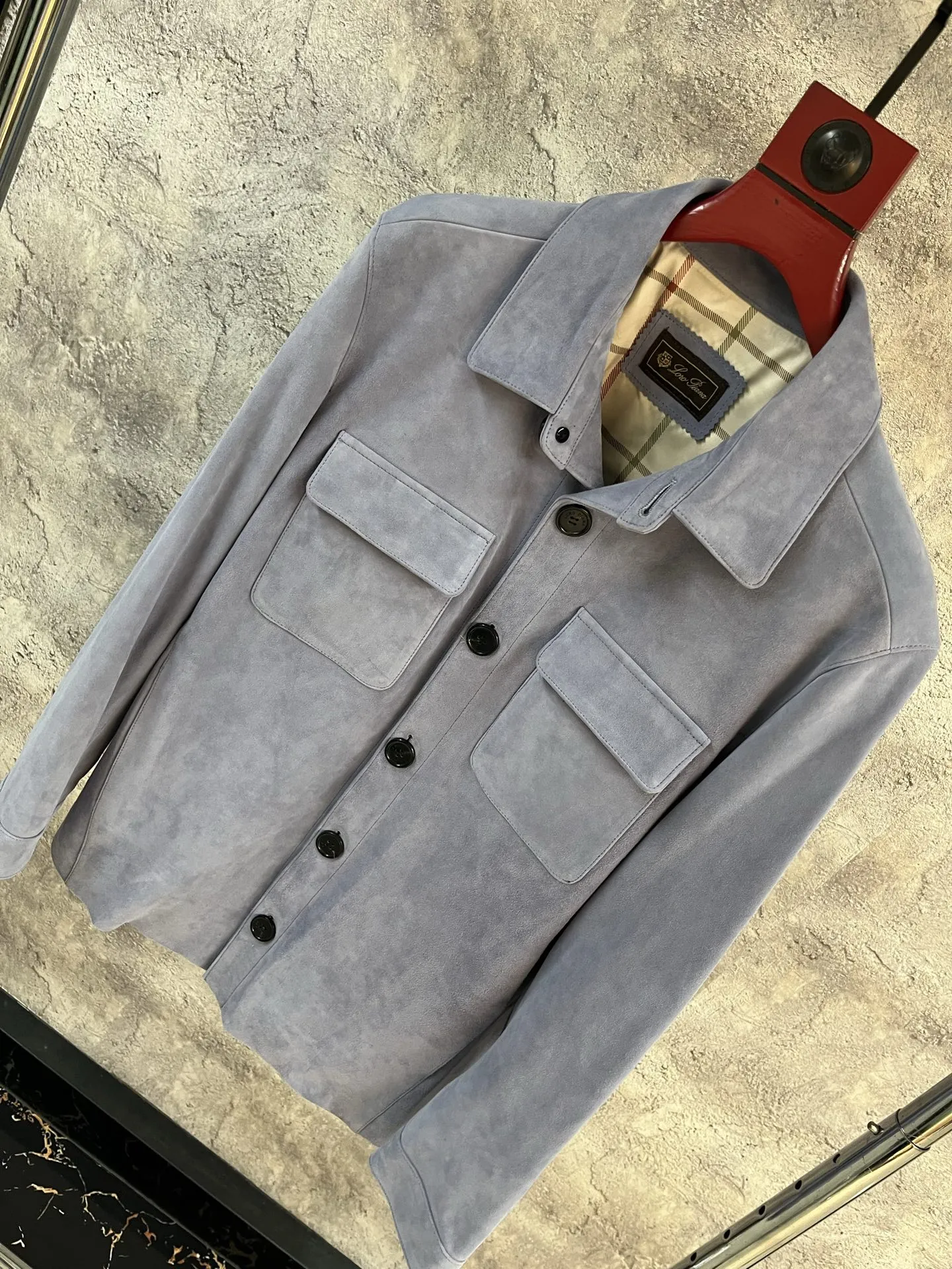 LORO PIANA Мужская куртка из замши на пуговицах с воротником