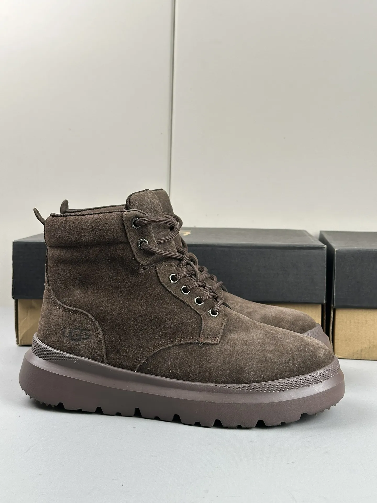 UGG Мужские ботинки коричневые с шерстяной стелькой