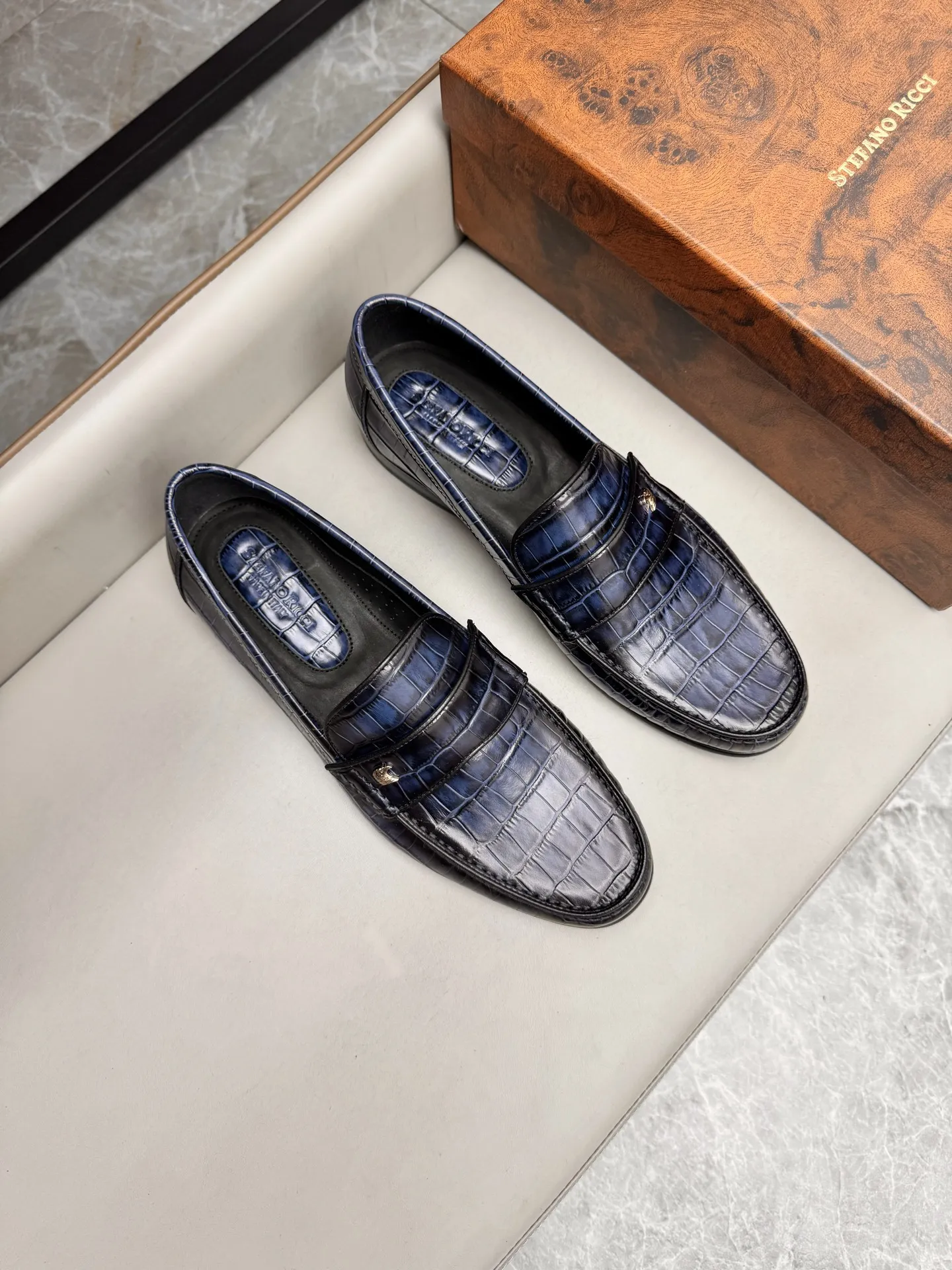 STEFANO RICCI Мужские лоферы из коровьей кожи коричневые