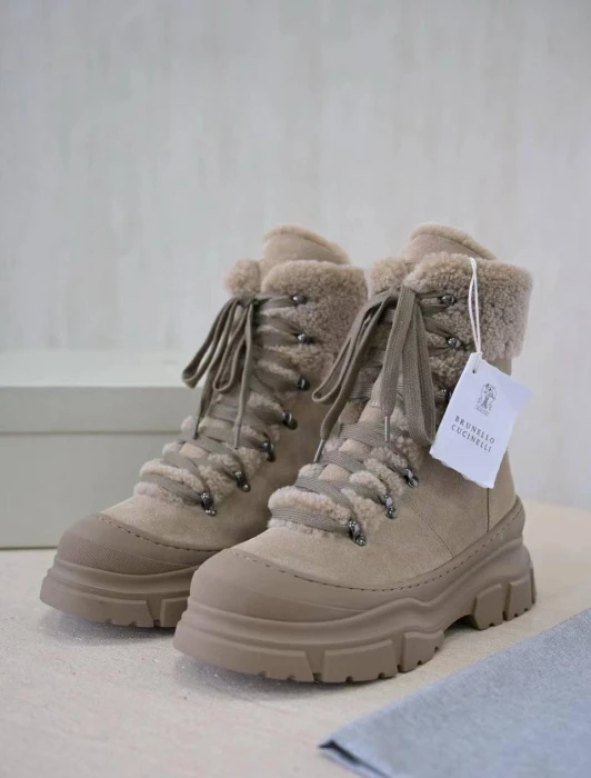 BRUNELLO CUCINELLI Мужские ботинки из овчины