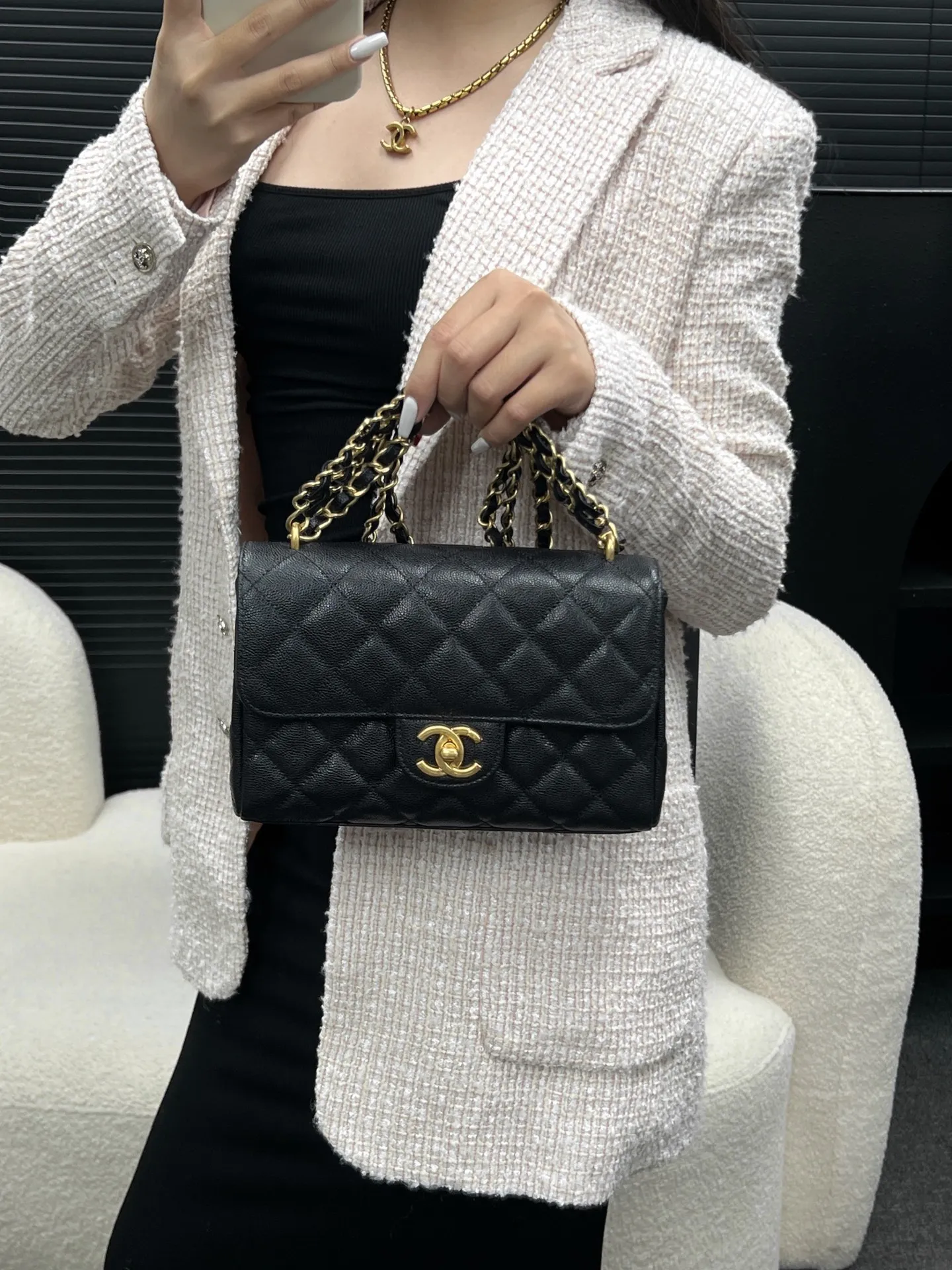 CHANEL Женская сумка 25P с двойной цепочкой