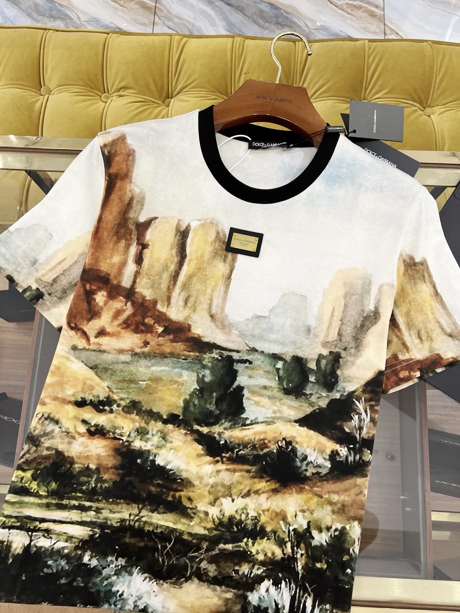 DOLCE & GABBANA Мужская футболка с пейзажем DOLCE & GABBANA Мужская футболка с пейзажем