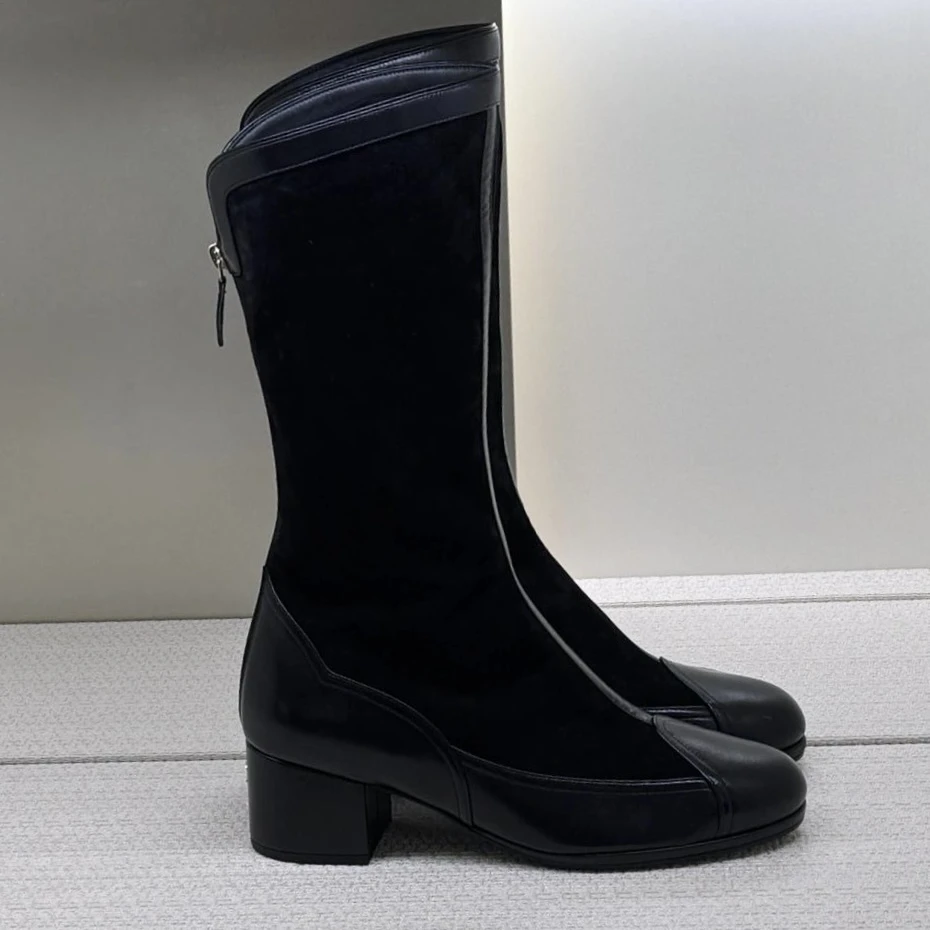 CHANEL Женские сапоги из замши и кожи