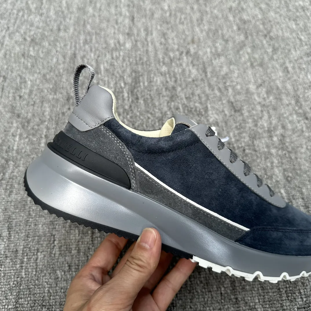 BRUNELLO CUCINELLI Мужские кроссовки из кожи и замши