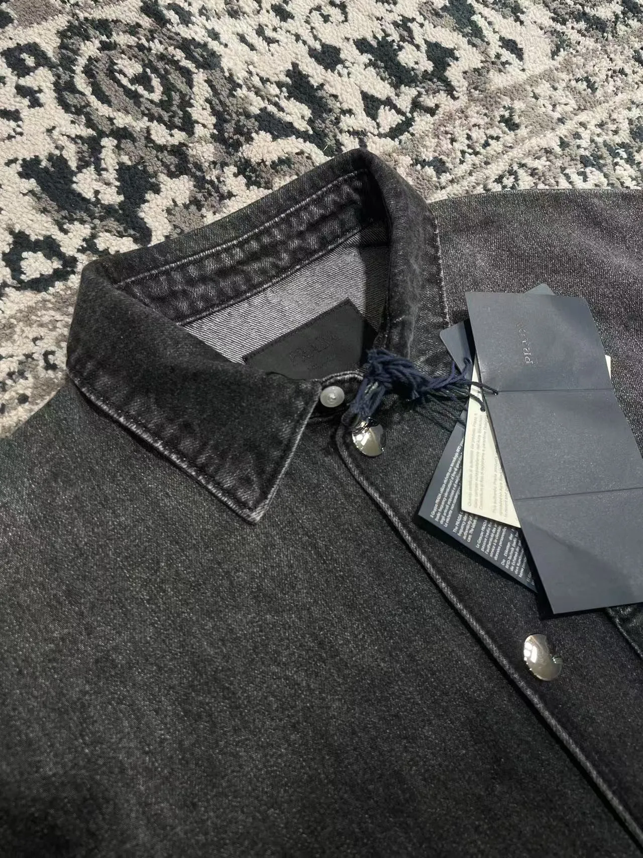 PRADA Мужская рубашка с короткими рукавами из денима