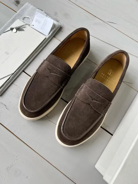 BRUNELLO CUCINELLI Мужские сникеры-мокасины из замши с подошвой из латекса