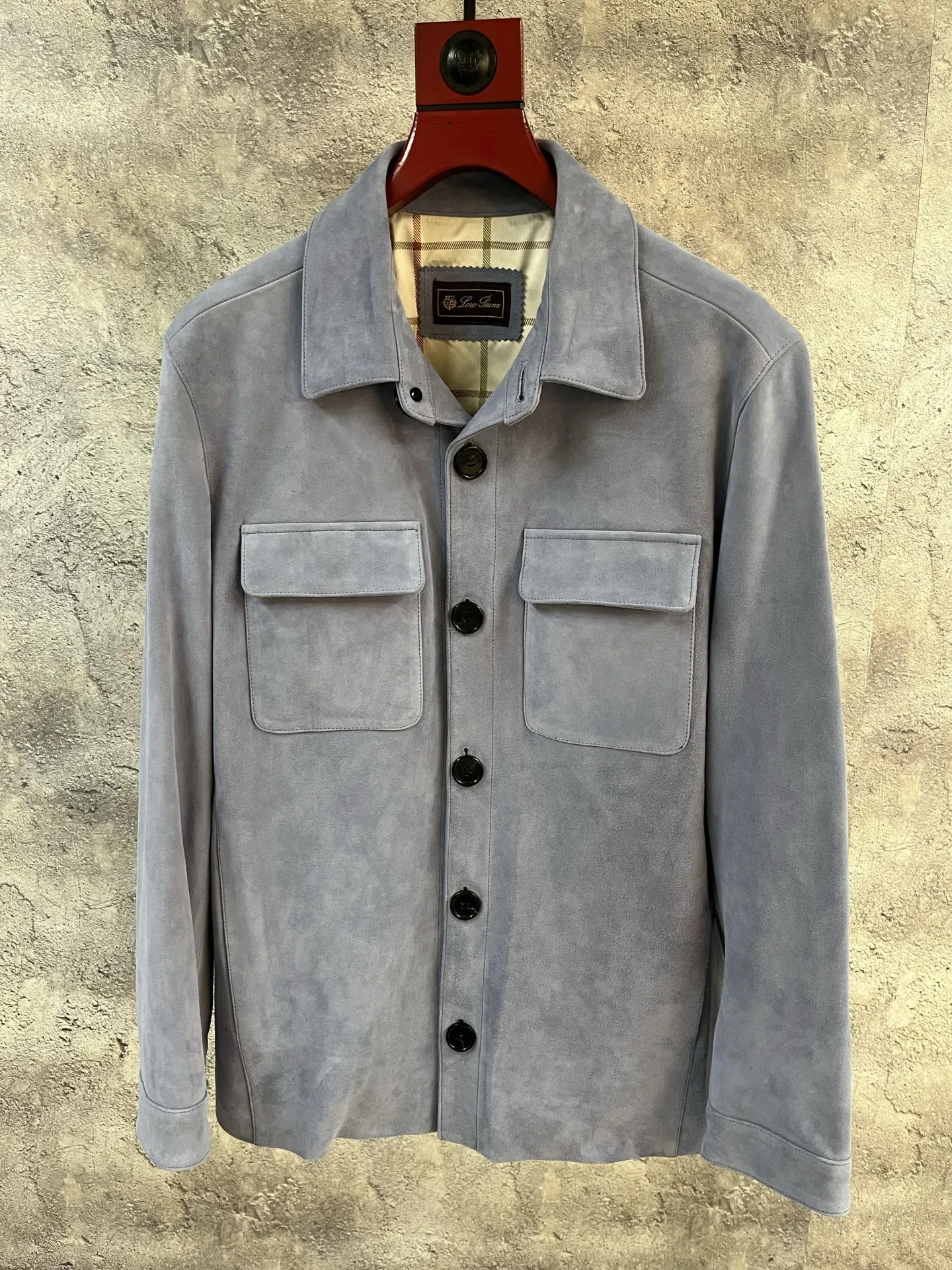 LORO PIANA Мужская куртка из замши на пуговицах с воротником