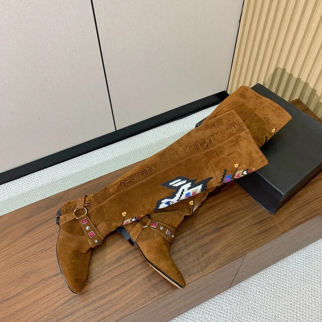 ISABEL MARANT Женские замшевые сапоги с вышивкой