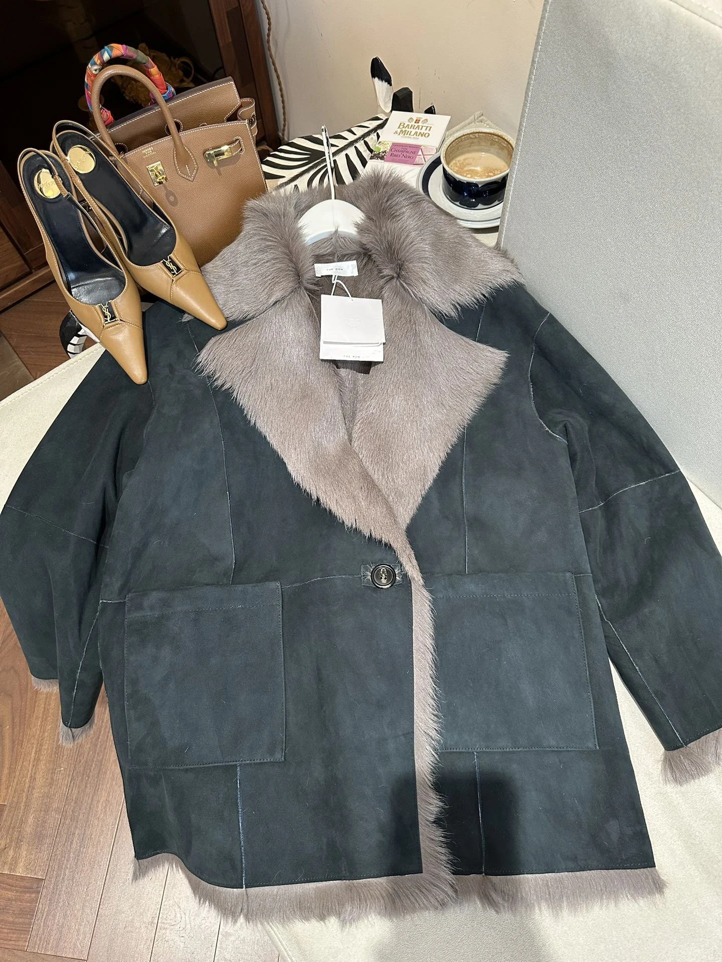 THE ROW Женская дублёнка с мехом лисы карамельная