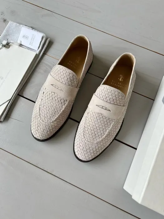 BRUNELLO CUCINELLI Мужские лоферы из плетеной замши