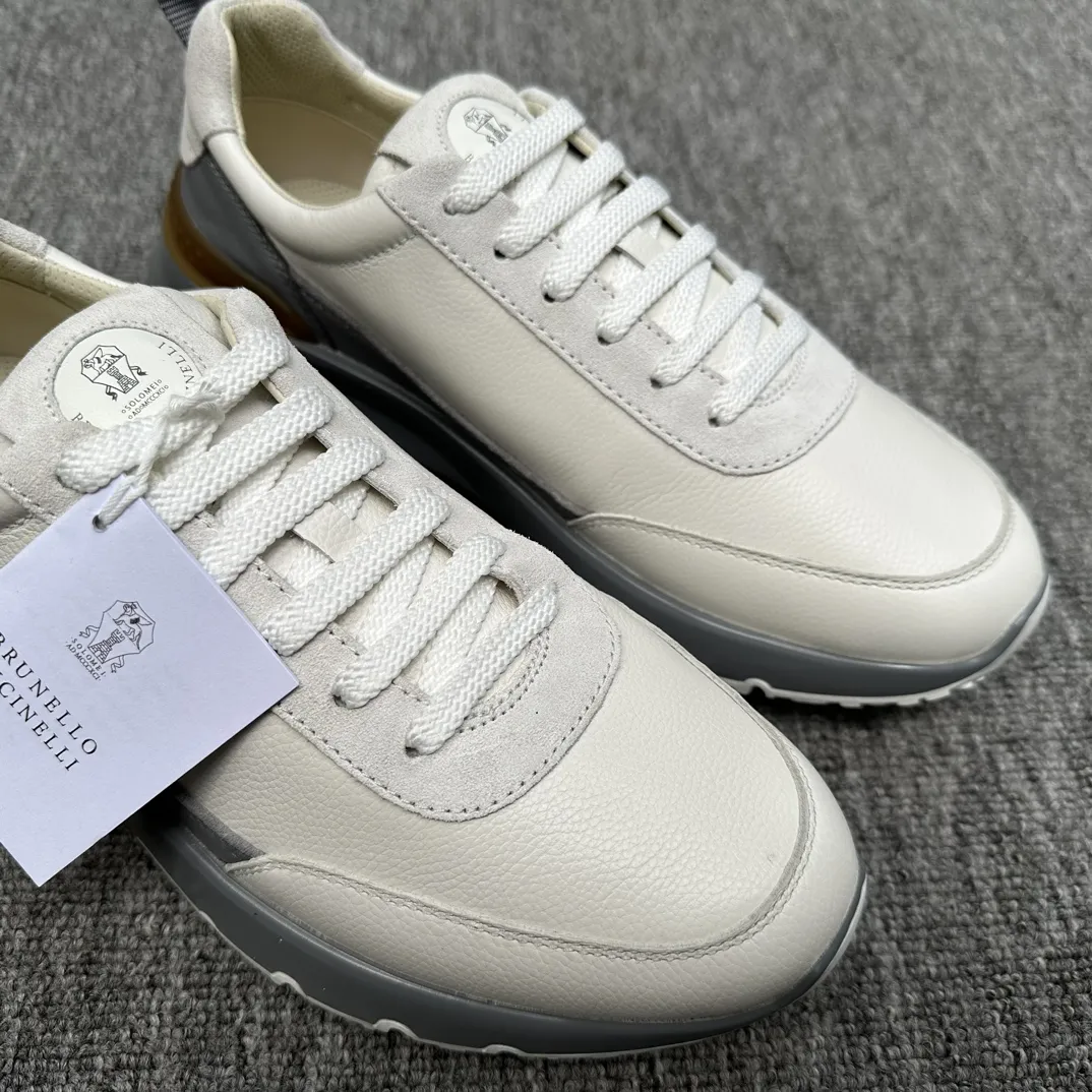 BRUNELLO CUCINELLI Мужские кроссовки из кожи и замши BRUNELLO CUCINELLI Мужские кроссовки из кожи и замши