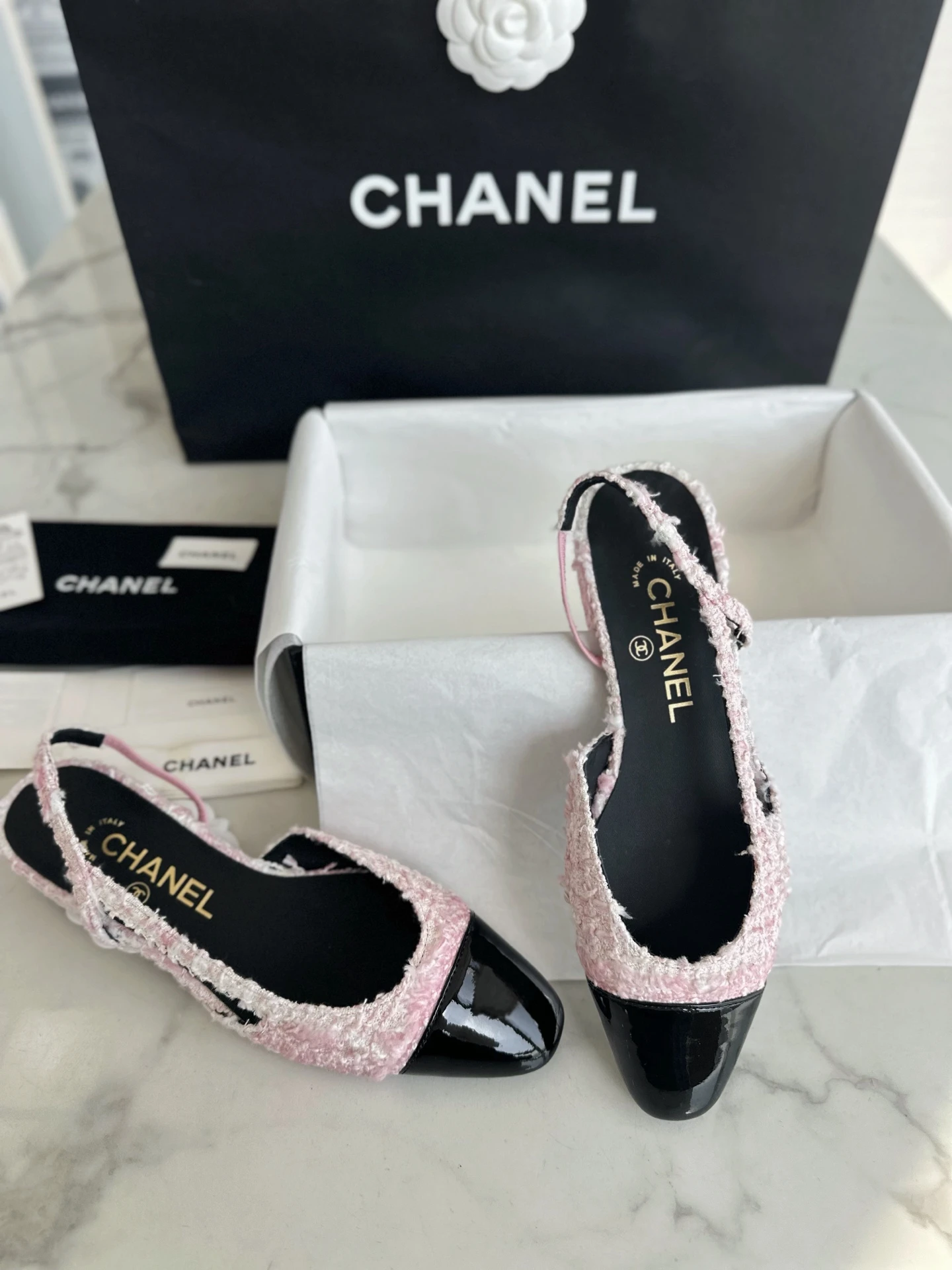 CHANEL Женские туфли слингбэки из твида