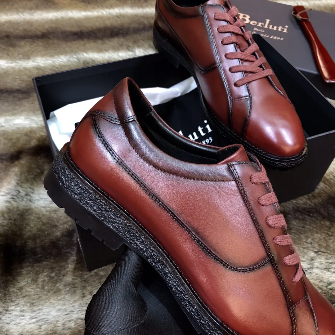 BERLUTI Мужские туфли из кожи тайского сиамского крокодила BERLUTI Мужские туфли из кожи тайского сиамского крокодила