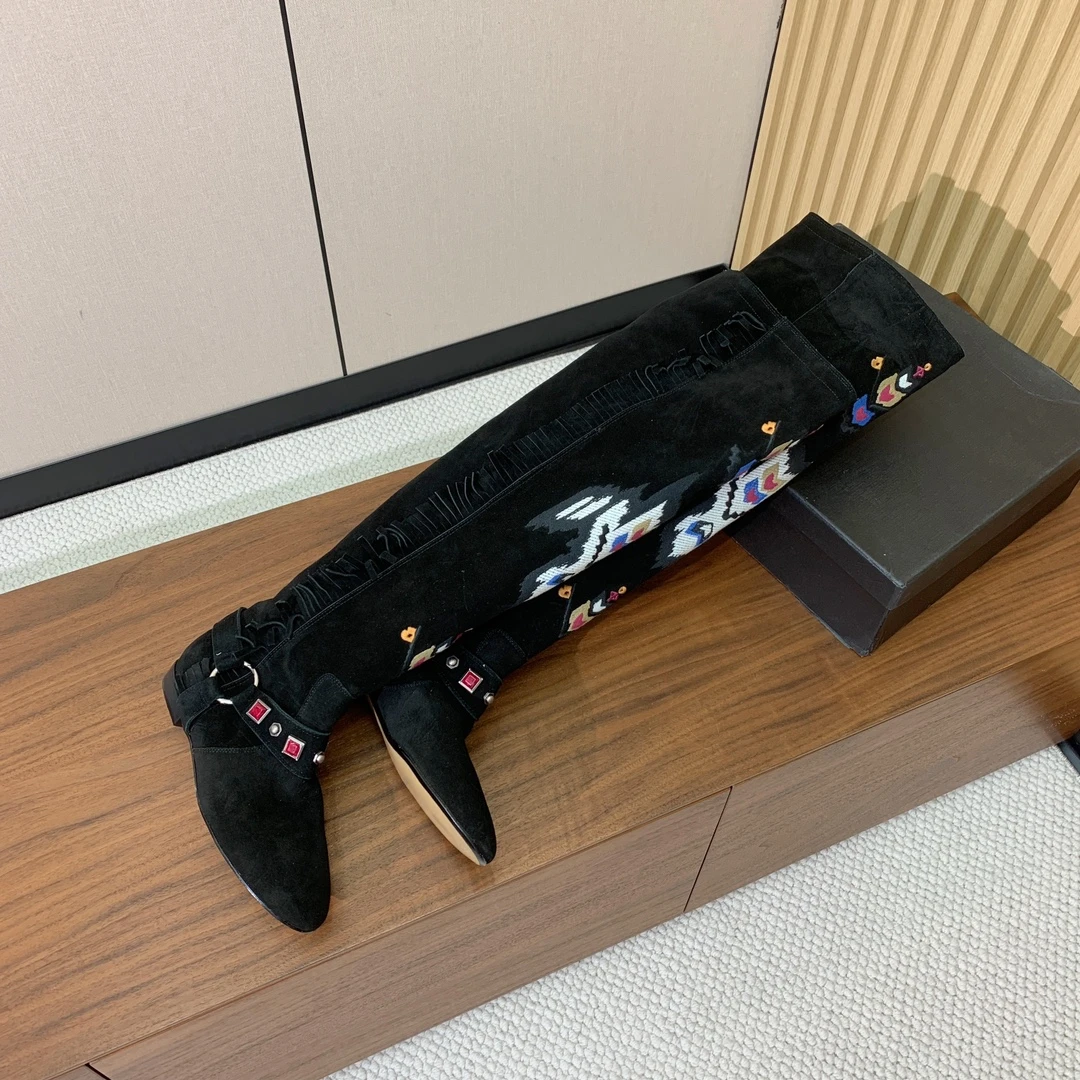 ISABEL MARANT Женские замшевые сапоги с вышивкой