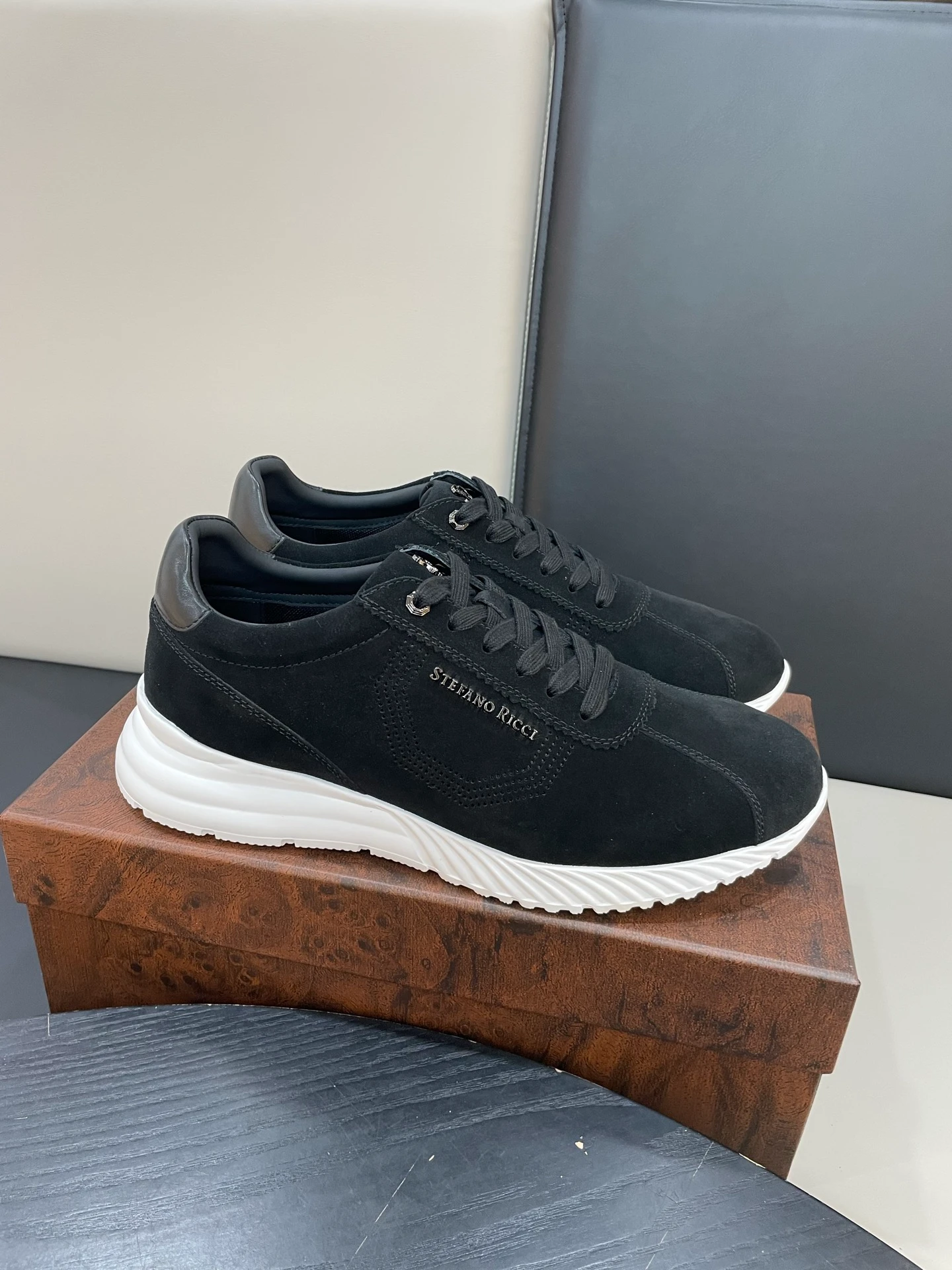 STEFANO RICCI Мужские кроссовки из бархатистой замши