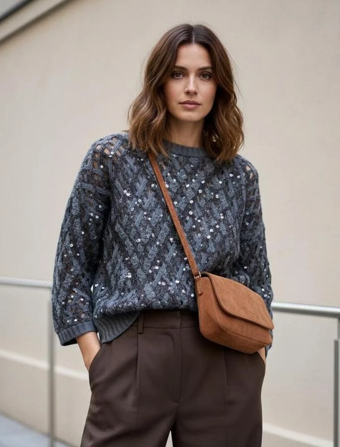 BRUNELLO CUCINELLI Женский джемпер с пайетками 