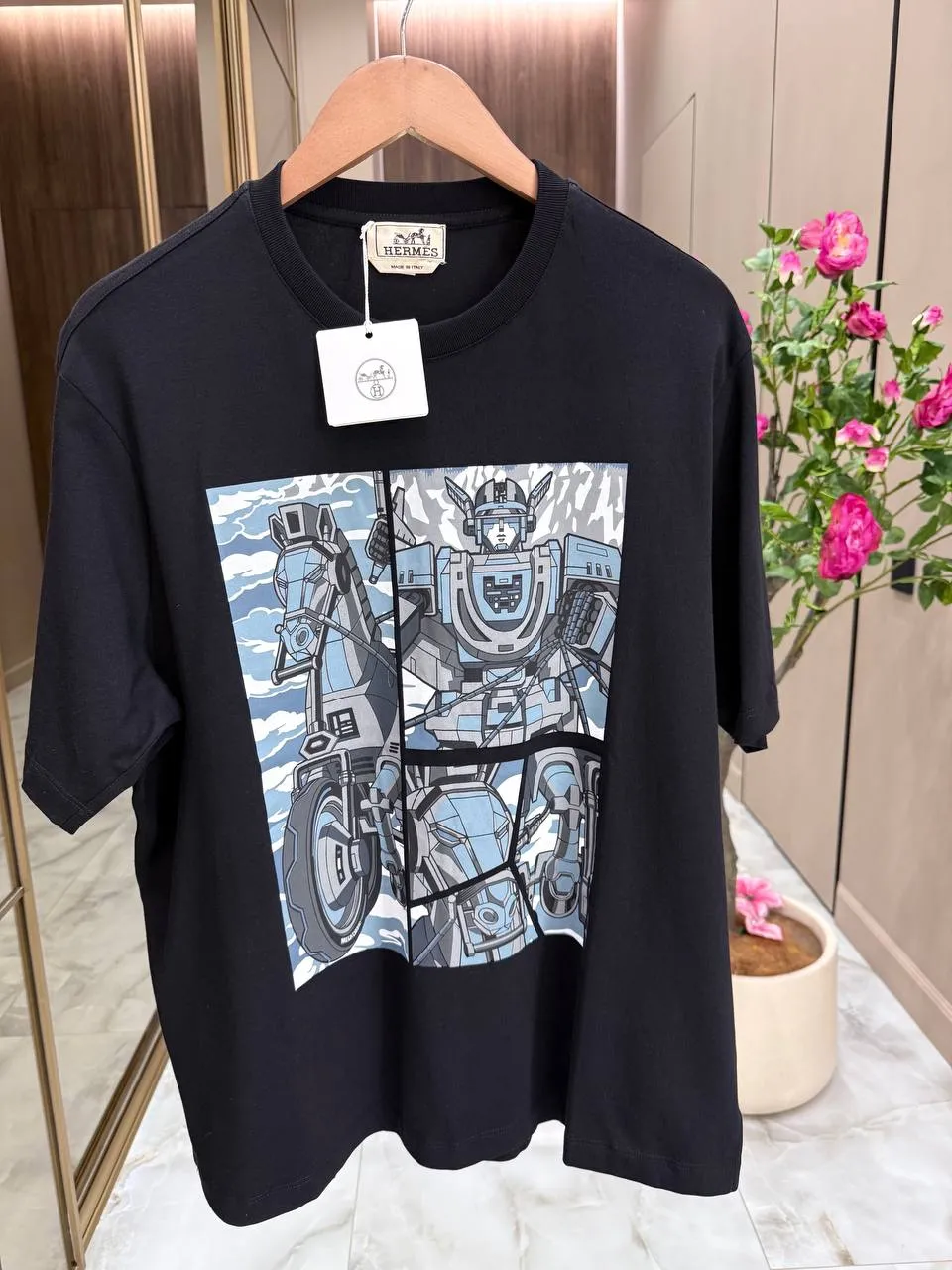HERMES Мужская футболка с принтом HERMES Мужская футболка с принтом