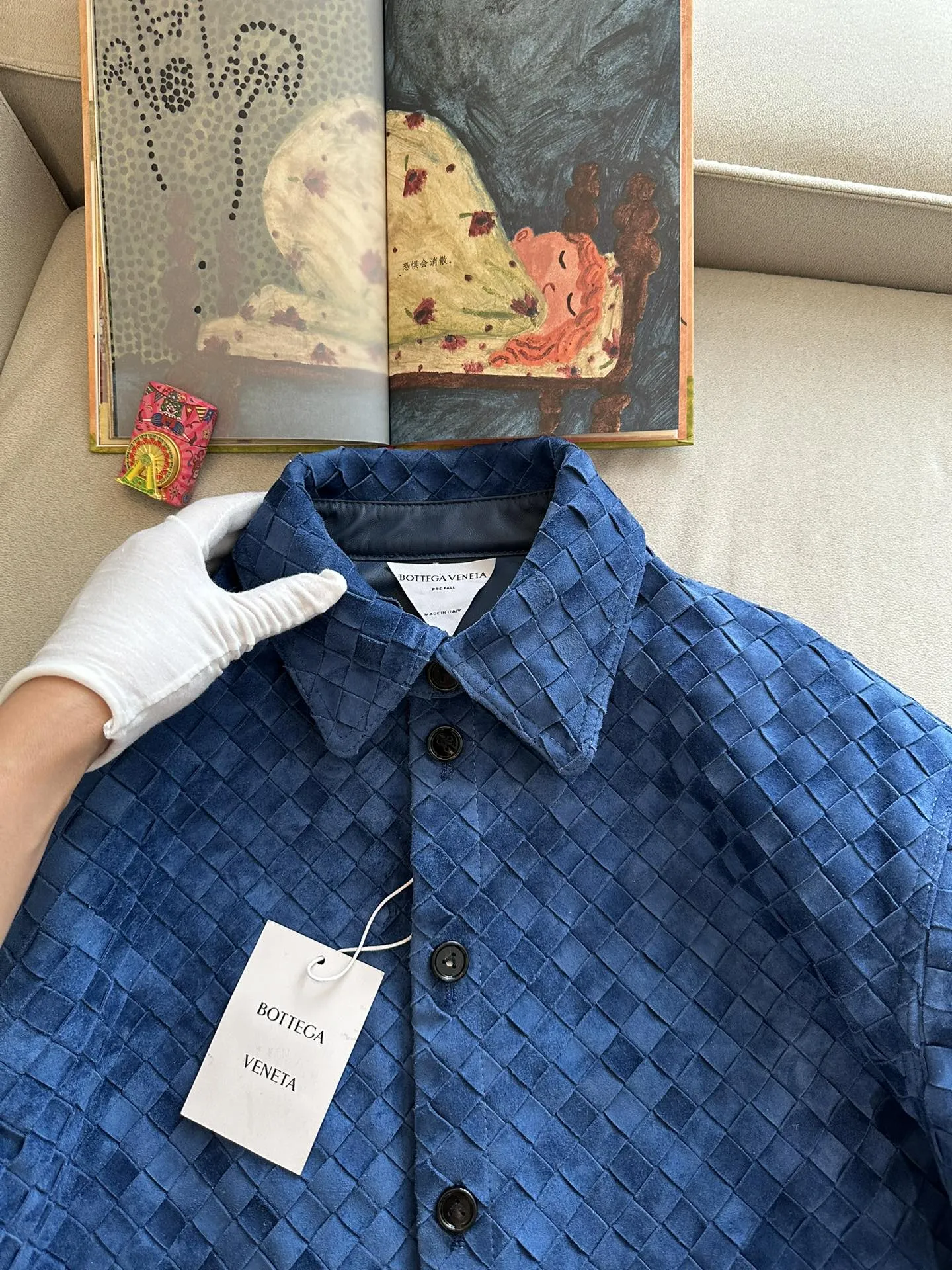 BOTTEGA VENETA Женская рубашка из замши в плетении Intrecciato