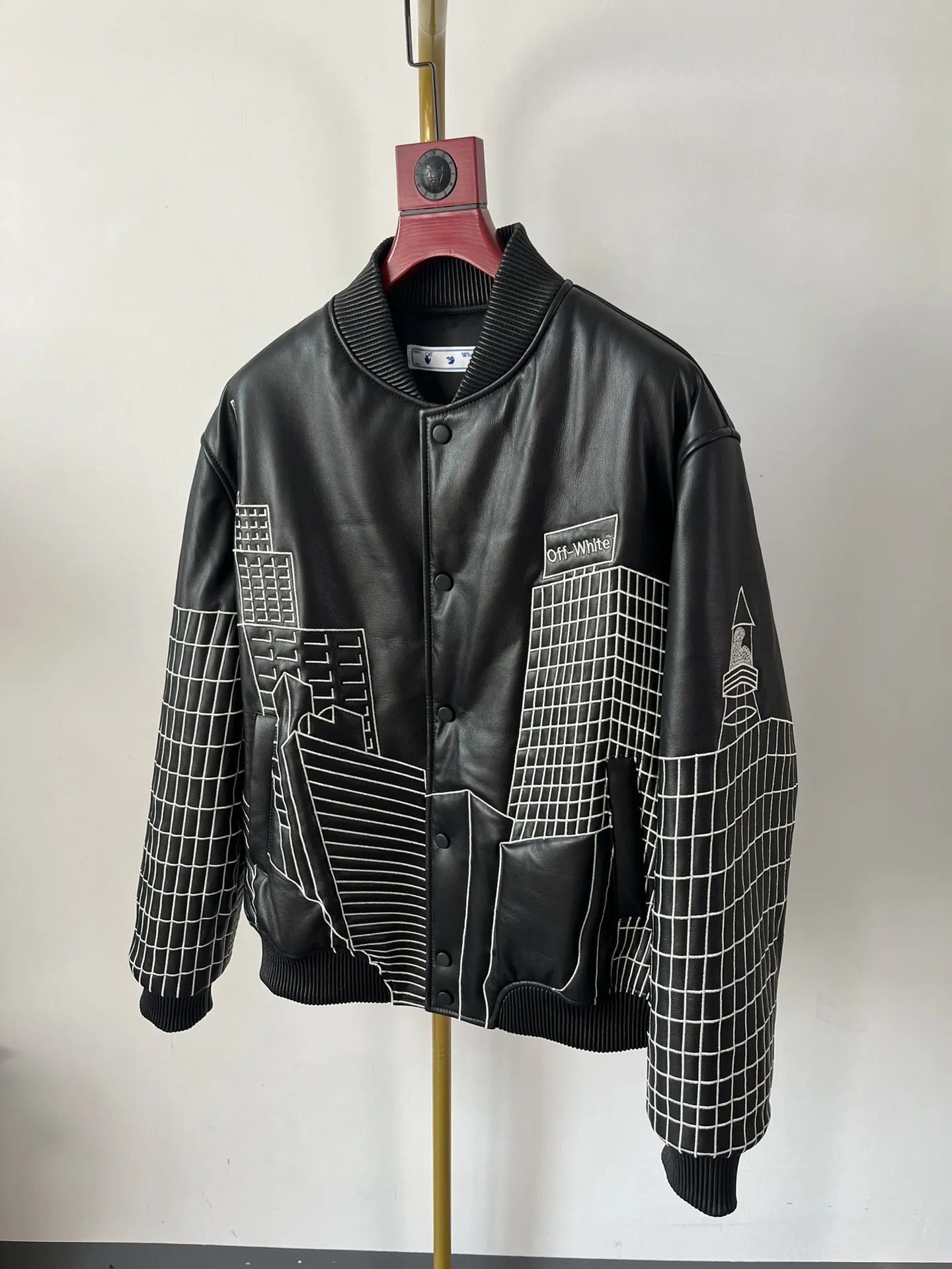 OFF-WHITE Мужская кожаная куртка OFF-WHITE Мужская кожаная куртка