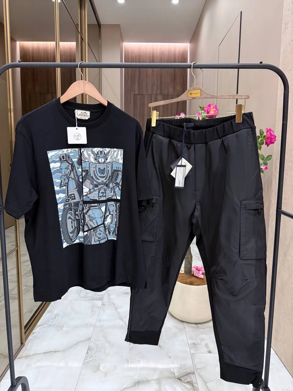 HERMES Мужская футболка с принтом HERMES Мужская футболка с принтом