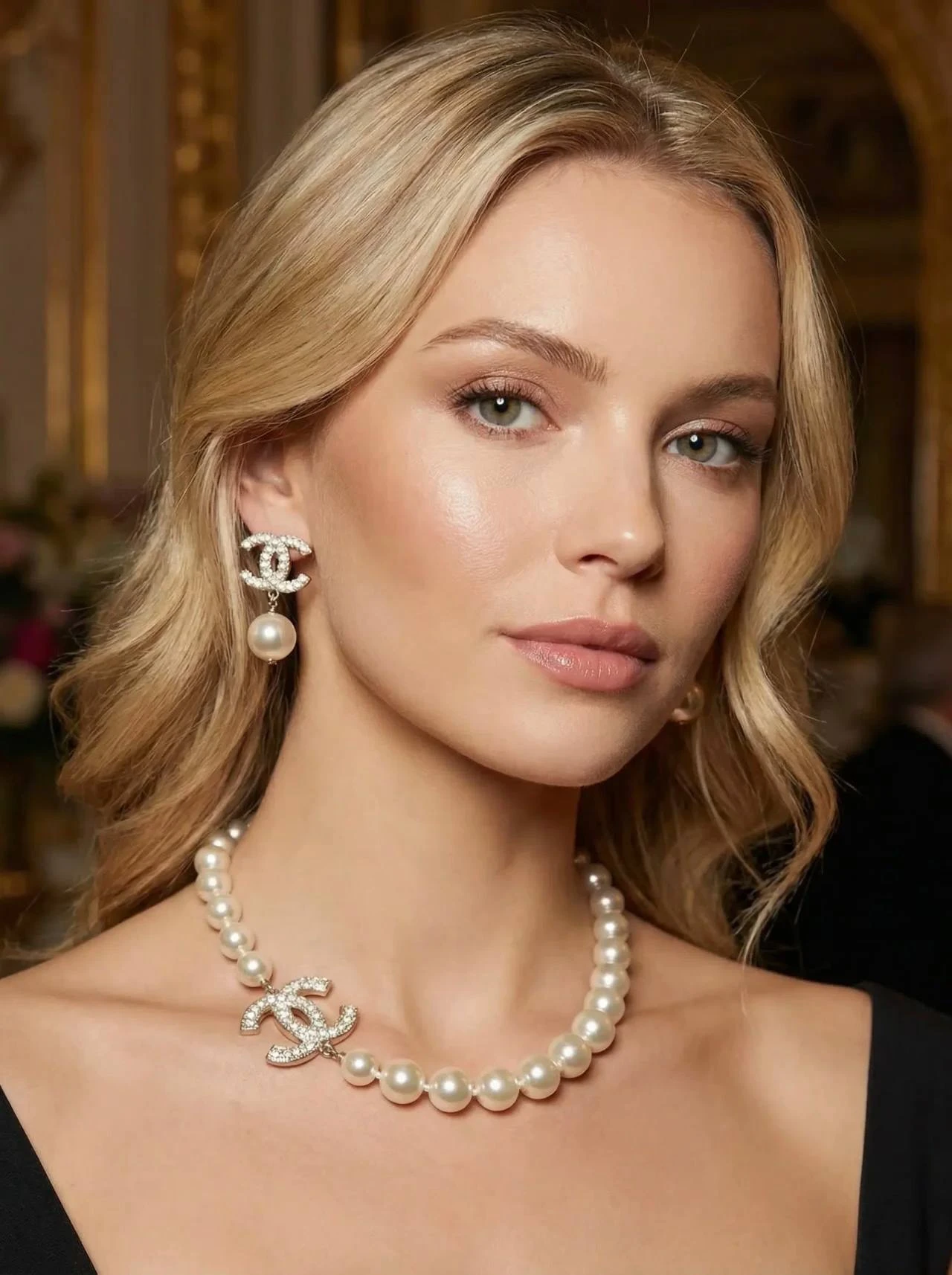 CHANEL Женское колье из латуни и жемчуга CHANEL Женское колье из латуни и жемчуга