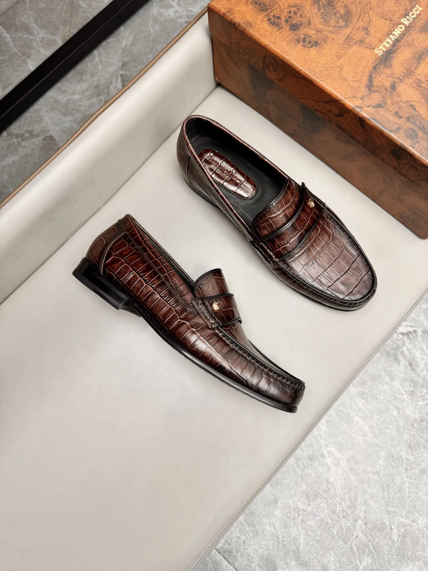 STEFANO RICCI Мужские лоферы из коровьей кожи коричневые STEFANO RICCI Мужские лоферы из коровьей кожи коричневые