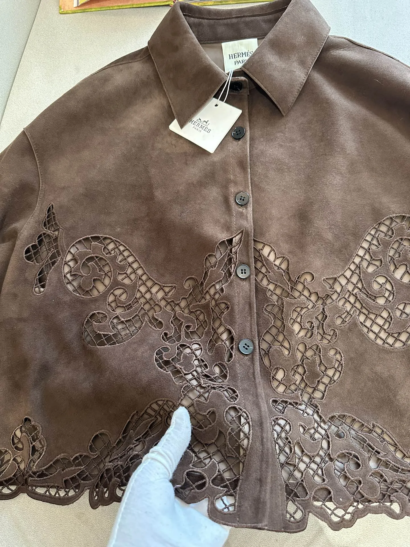 HERMES Женская рубашка из замши