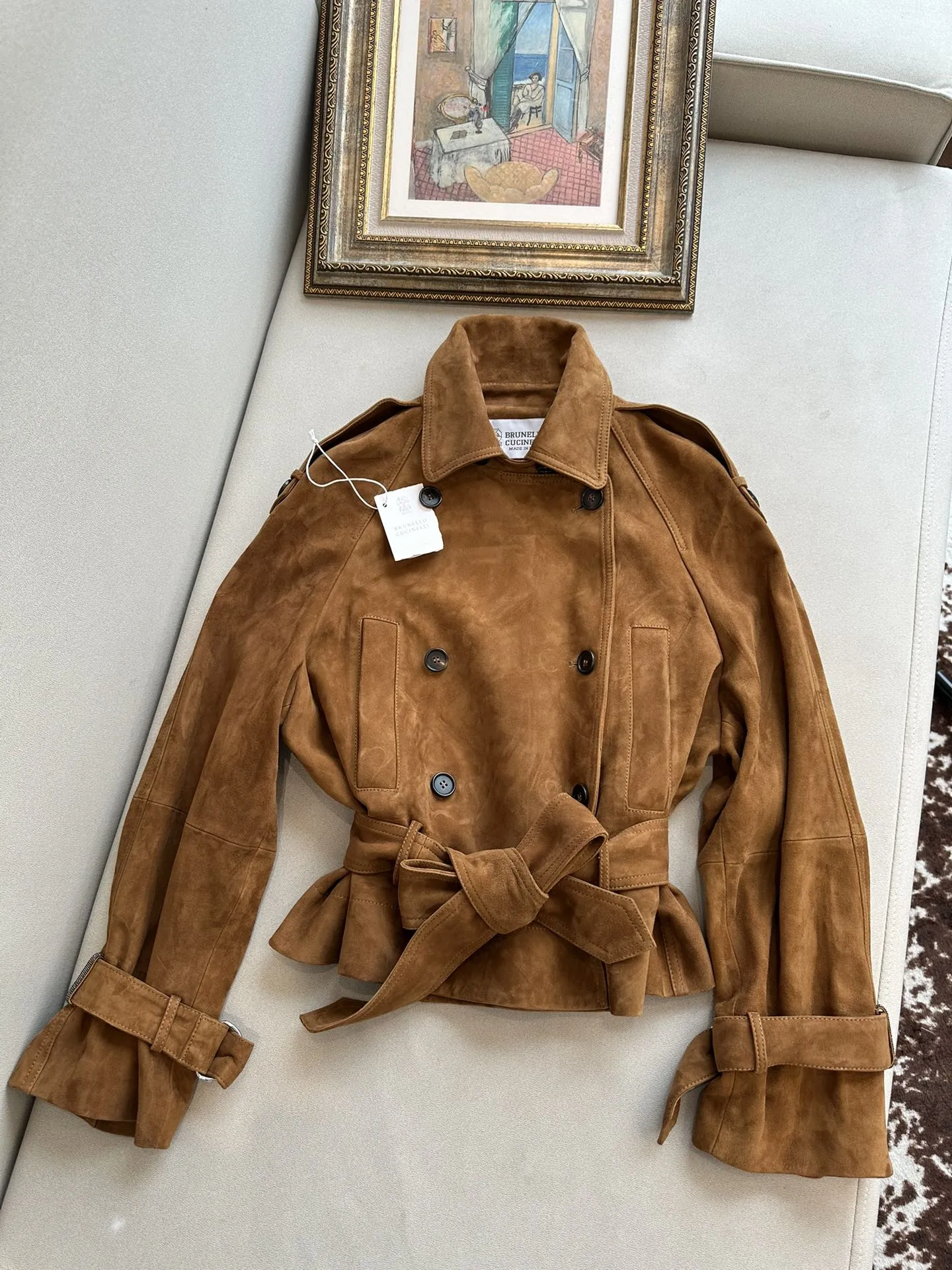 BRUNELLO CUCINELLI Женская куртка из замши с акцентом на талии