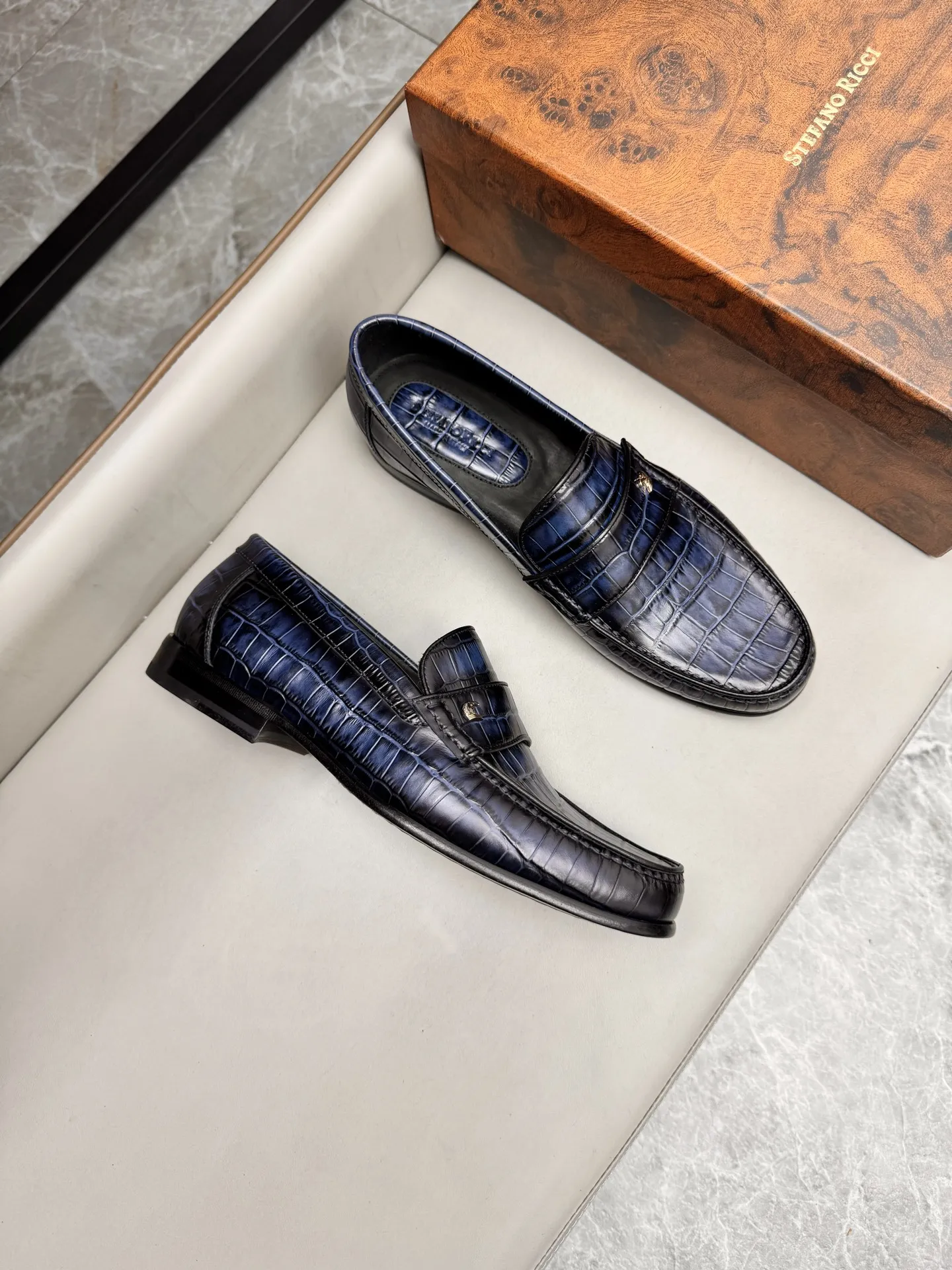 STEFANO RICCI Мужские лоферы из коровьей кожи коричневые